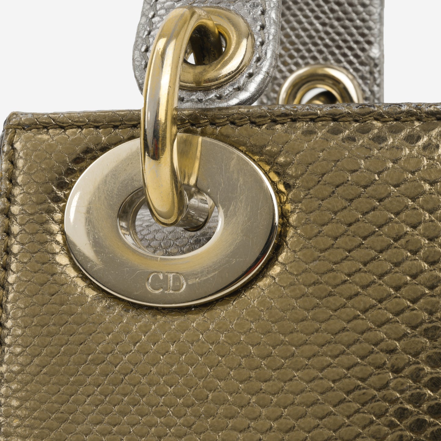 Dior Mini Lady Dior - Silver / Gold Metallic Karung Snake| Champagne Gold Hardware
