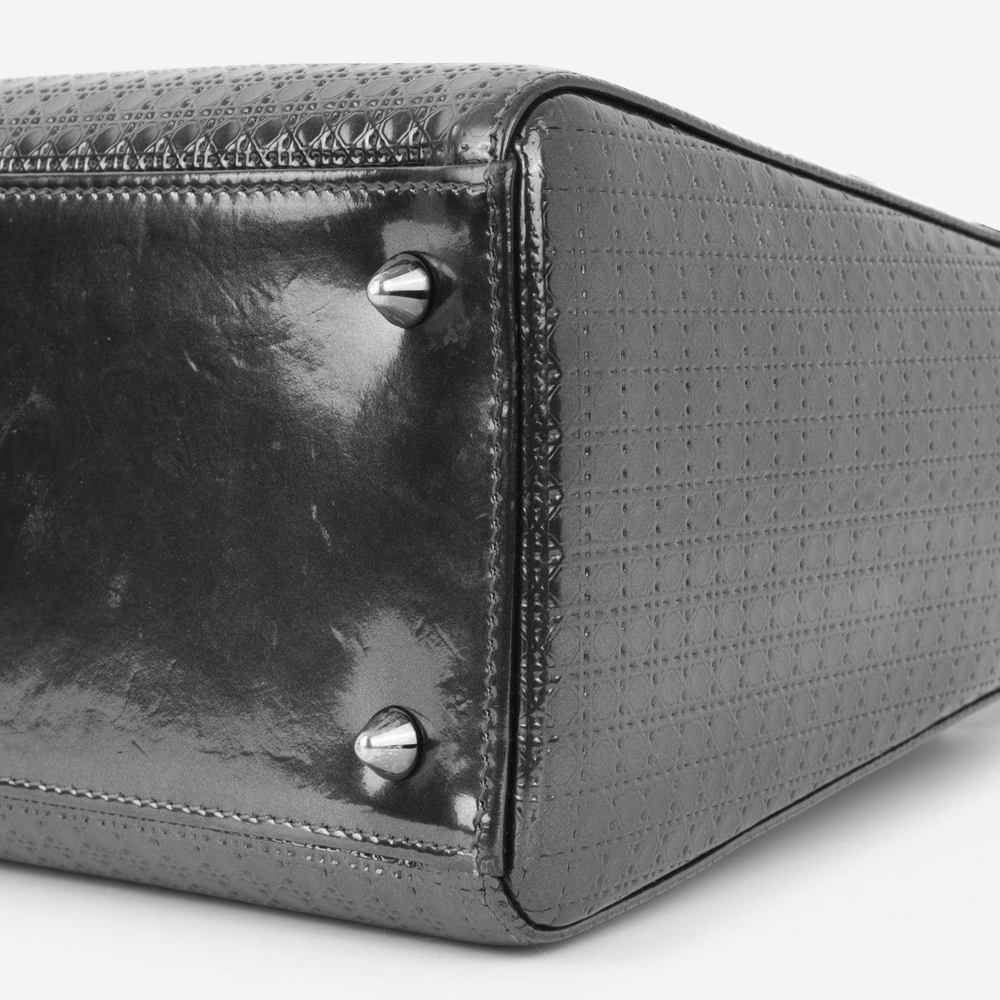 Dior Medium Lady Dior  - Dark Grey Metallic Microcannage | Ruthenium Hardware