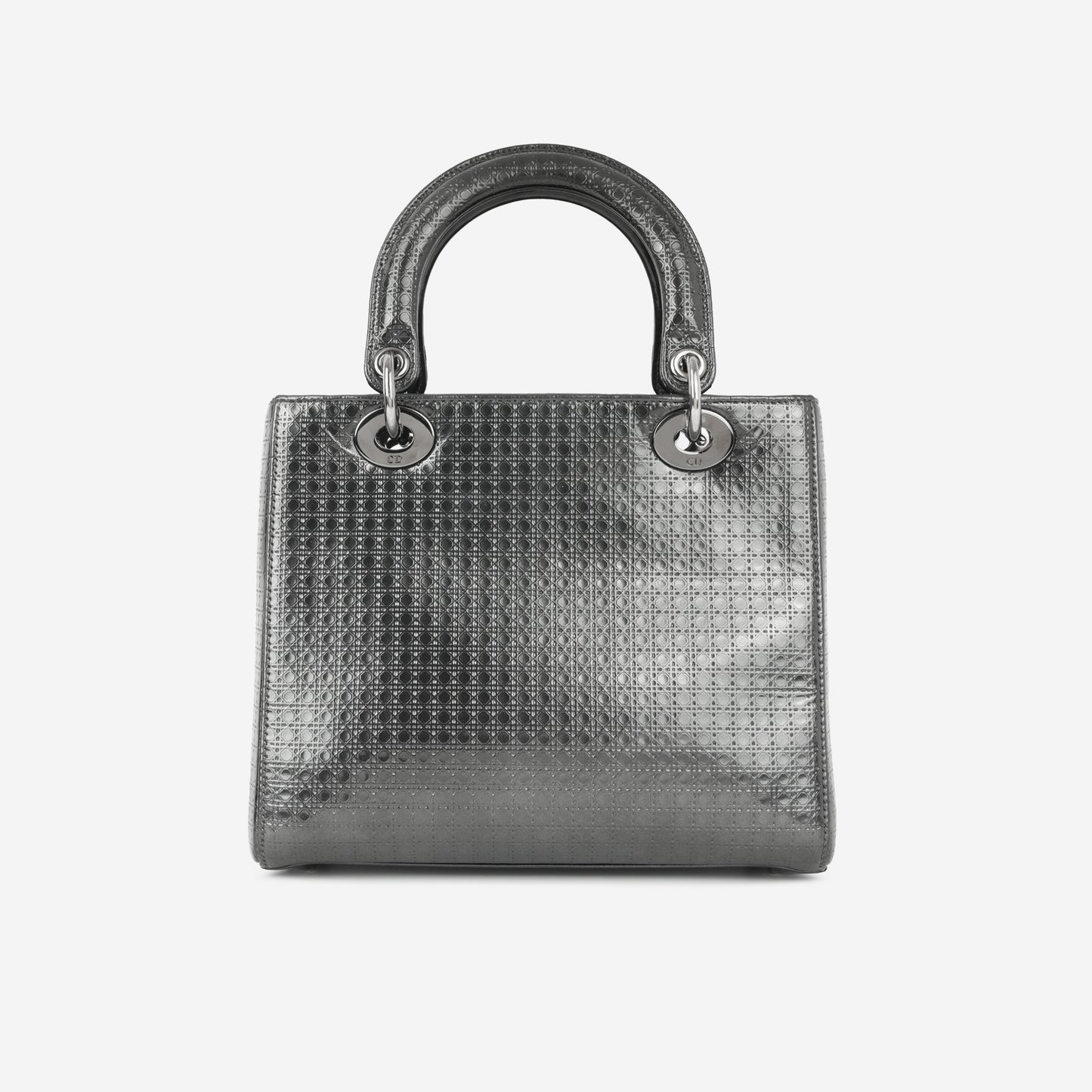 Dior Medium Lady Dior  - Dark Grey Metallic Microcannage | Ruthenium Hardware