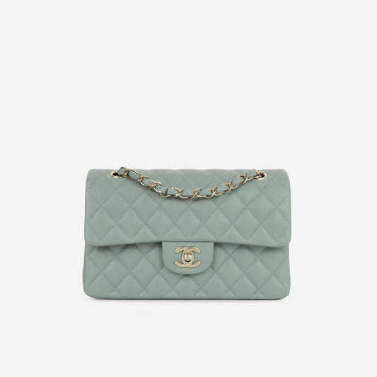 Chanel Small Classic Flap - Sage Green Caviar | Champagne Gold Hardware