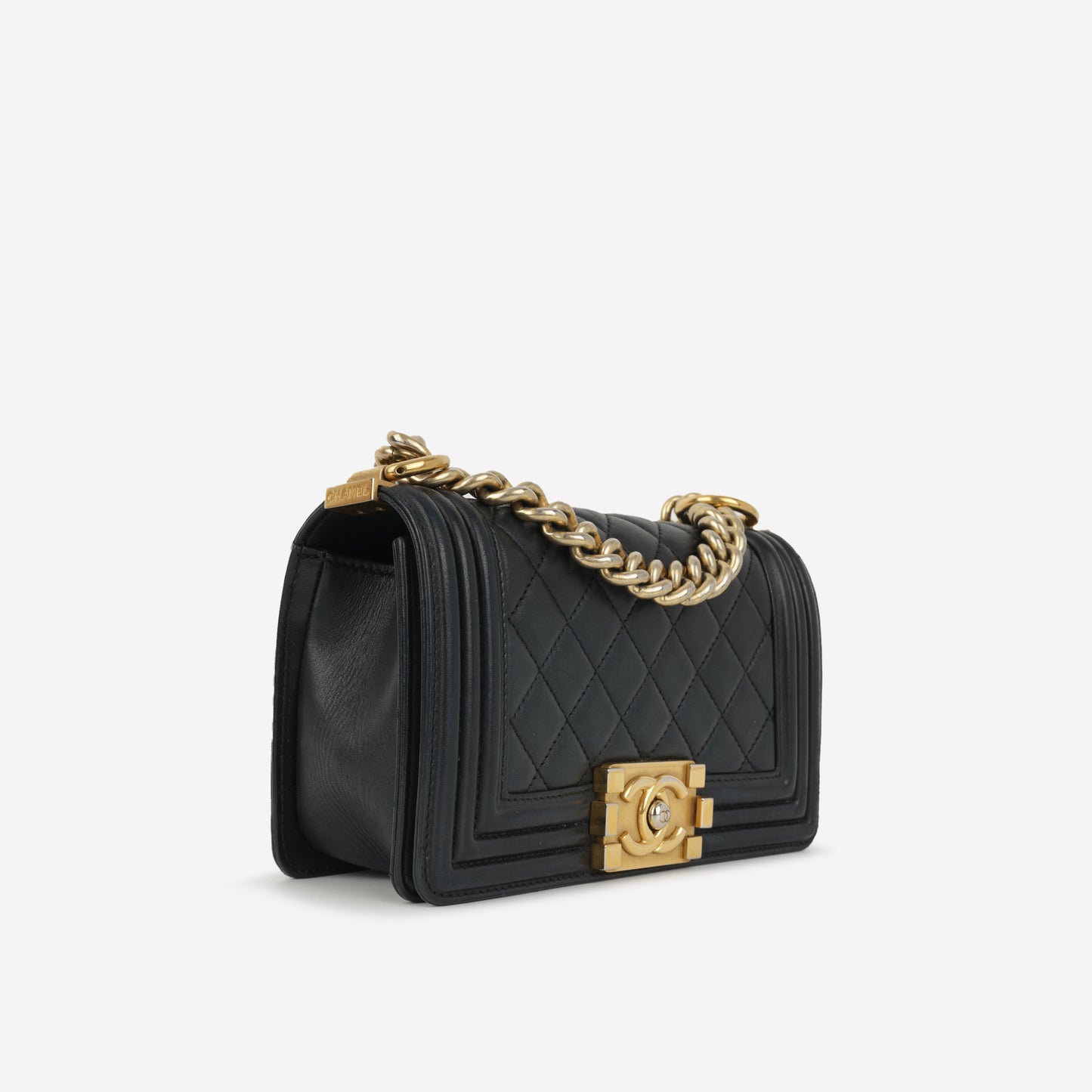Chanel Small Boy Bag - Black Lambskin | Gold Hardware