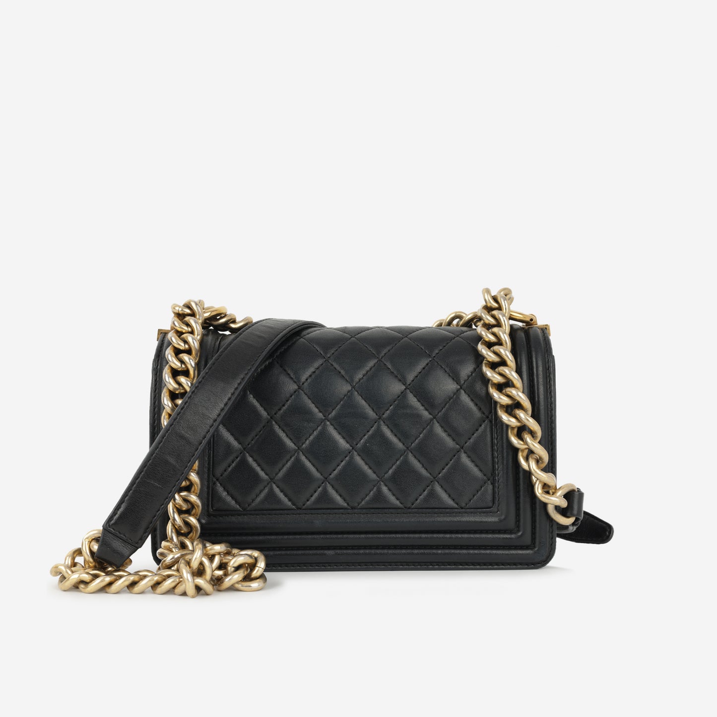 Chanel Small Boy Bag - Black Lambskin | Gold Hardware