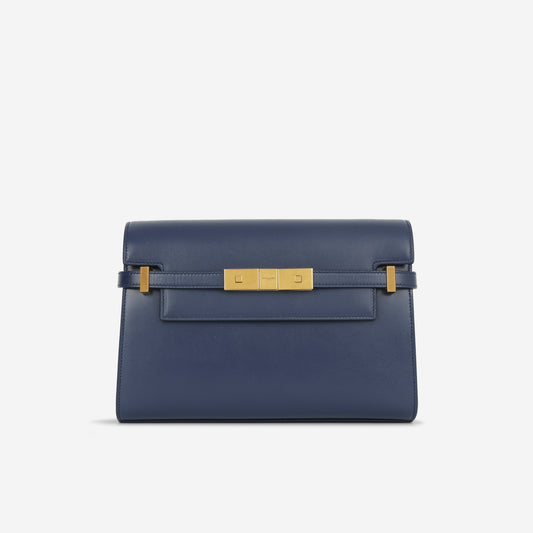 Saint Laurent Manhattan Shoulder Bag - Navy Smooth Calfskin | Gold Hardware