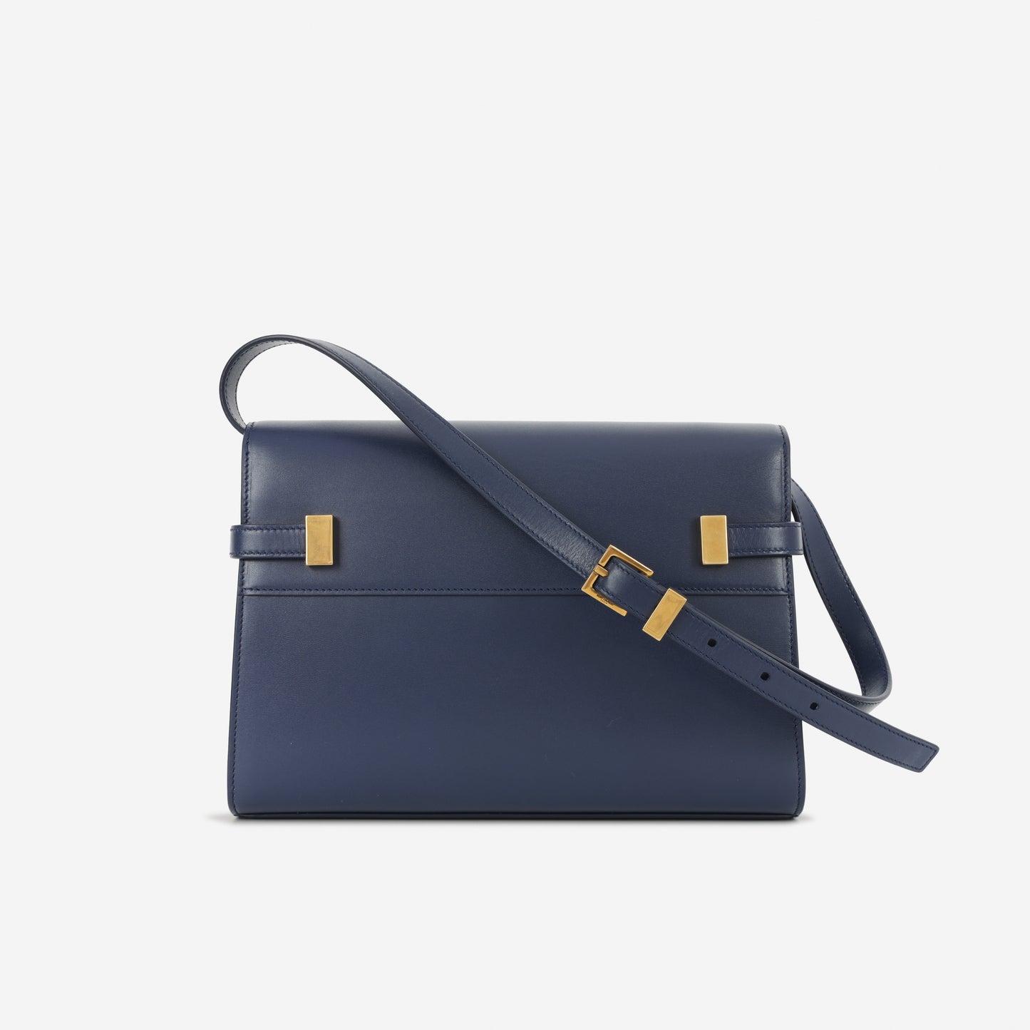 Saint Laurent Manhattan Shoulder Bag - Navy Smooth Calfskin | Gold Hardware