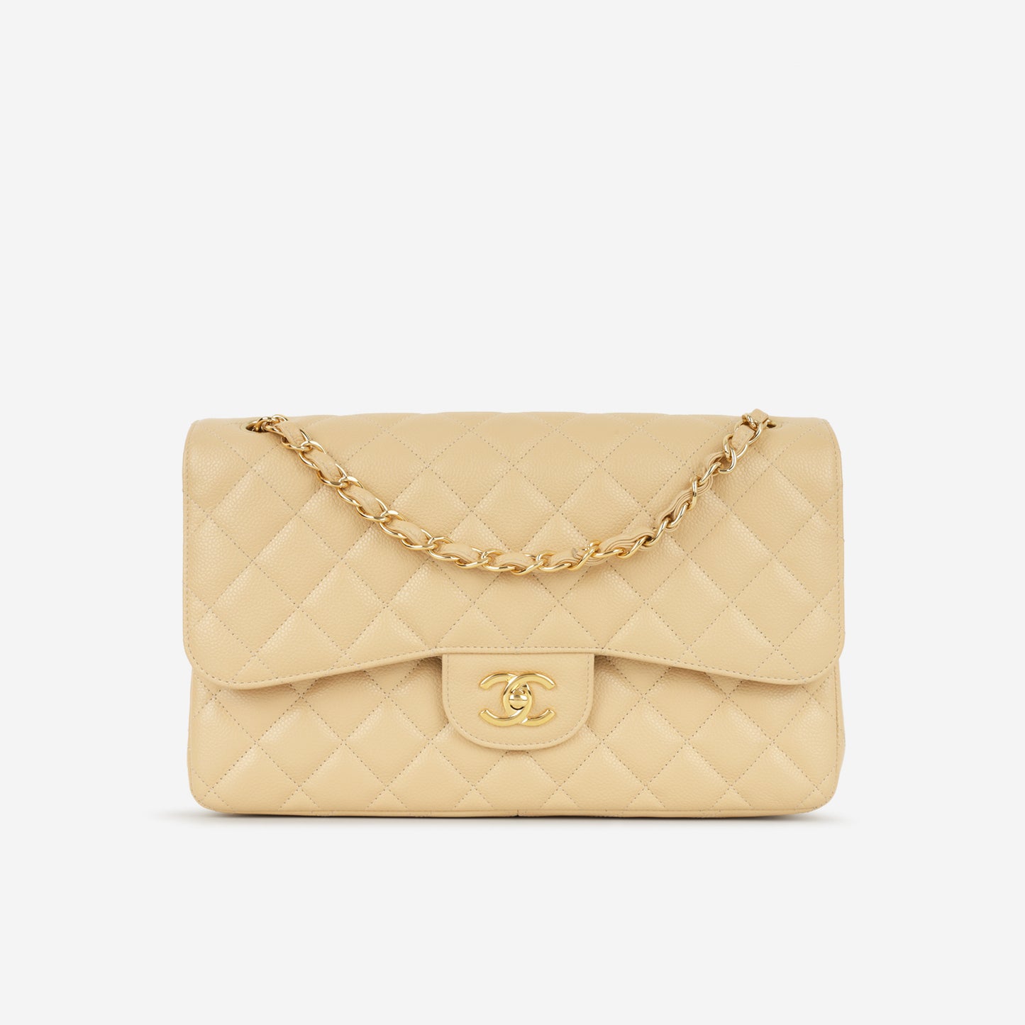 Chanel Classic Jumbo Double Flap - Beige Caviar | Gold Hardware