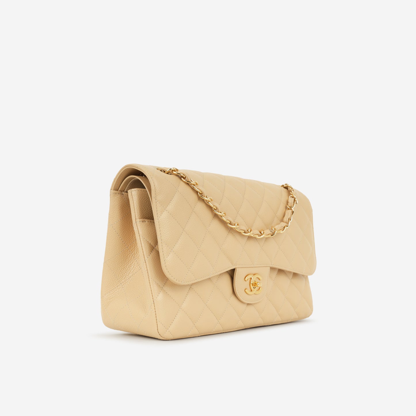 Chanel Classic Jumbo Double Flap - Beige Caviar | Gold Hardware