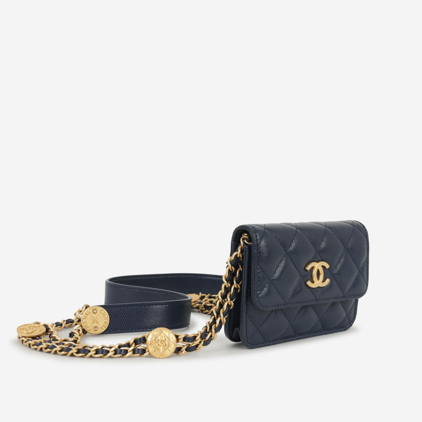 Chanel Twist Your Buttons Coin Purse - Navy Caviar | Gold Hardware