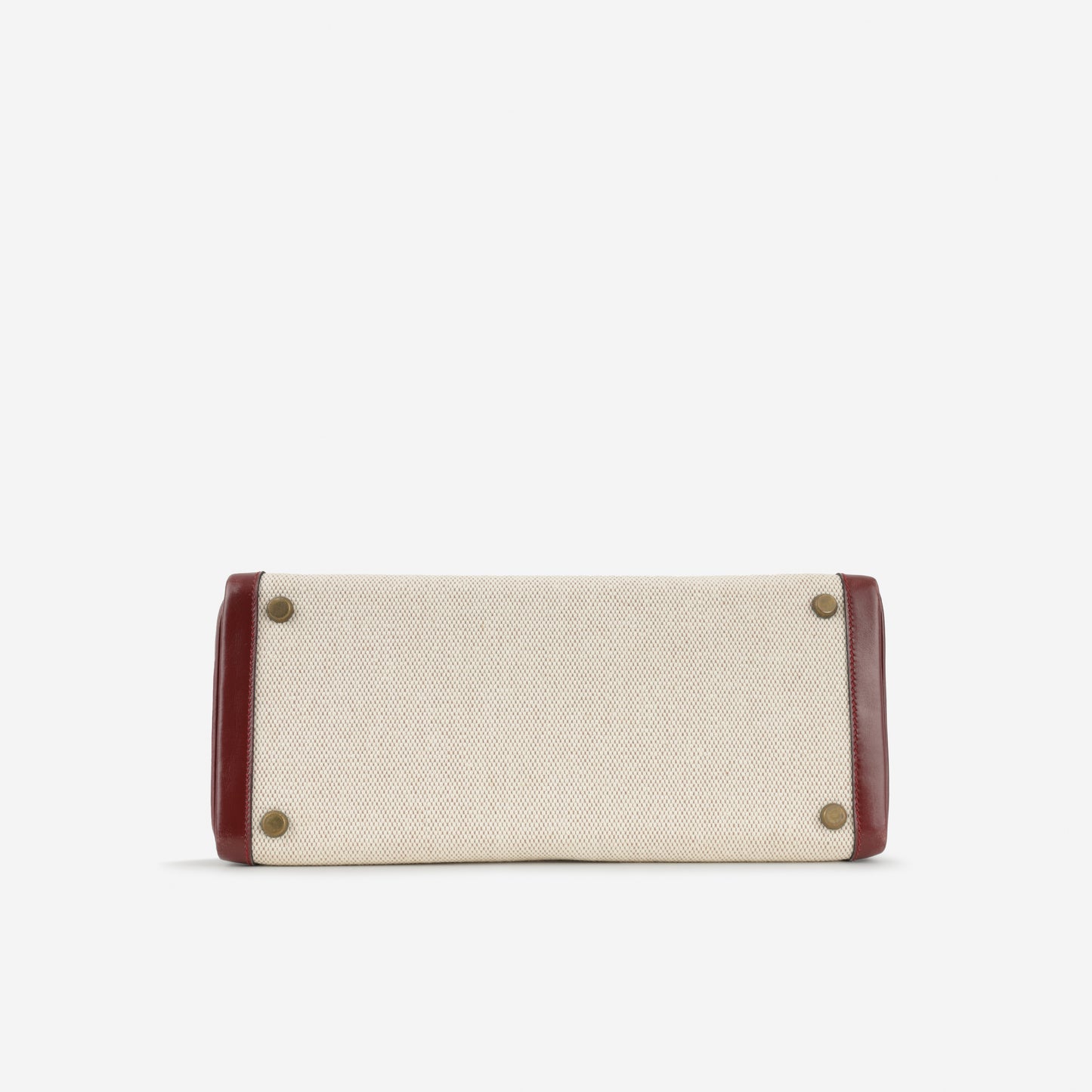 Hermès Vintage Kelly 28 - Bordeaux Box Calf / Ecru toile | Gold Hardware