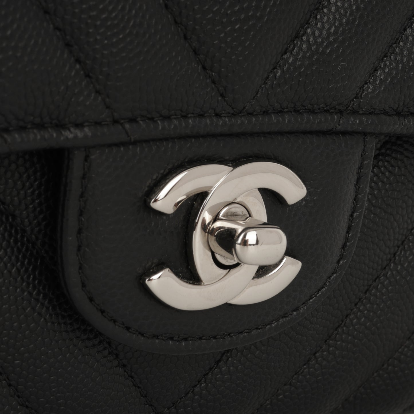 Chanel Medium Classic Flap - Black Chevron | Silver Hardware