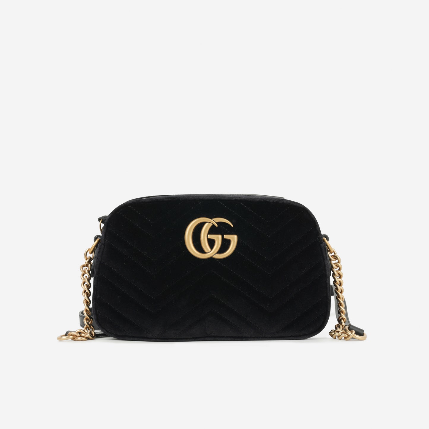Gucci Small GG Marmont - Black Velvet | Gold Hardware