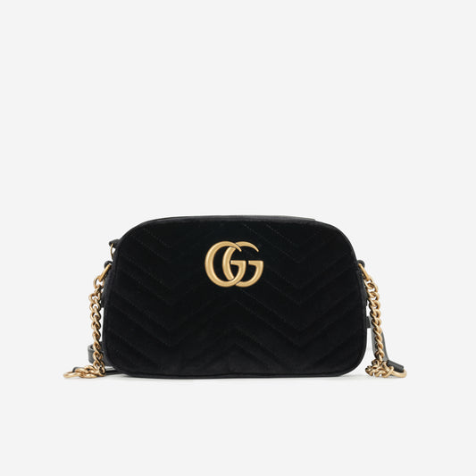 Gucci Small GG Marmont - Black Velvet | Gold Hardware