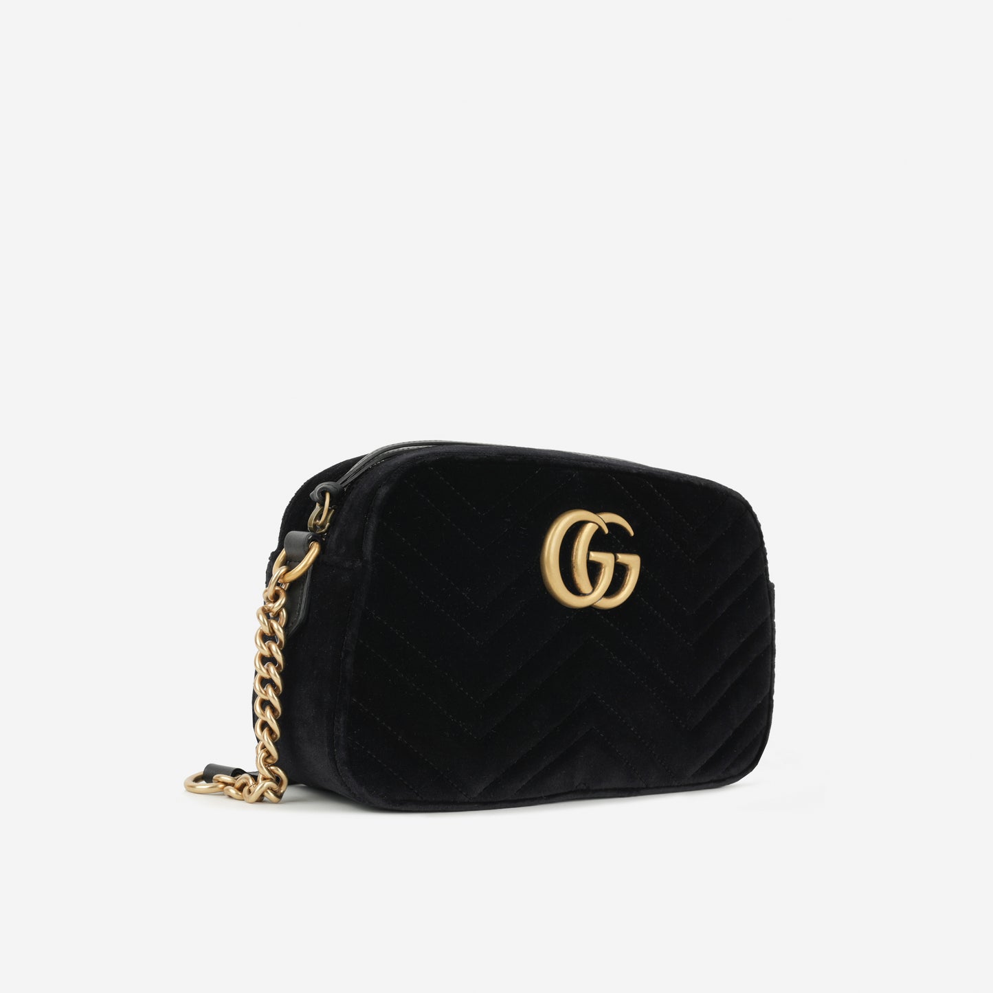 Gucci Small GG Marmont - Black Velvet | Gold Hardware