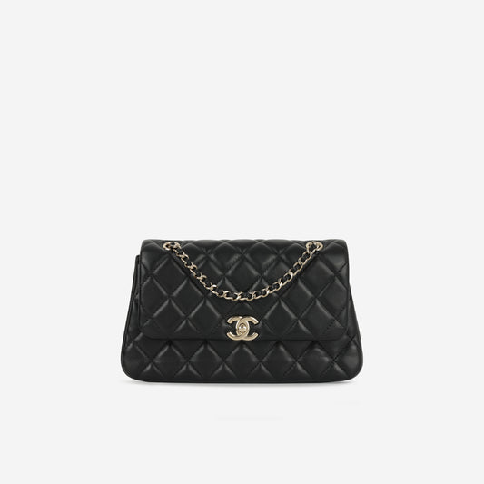 Chanel 25S Classic Flap Bag - Black Lambskin | Champagne Gold Hardware