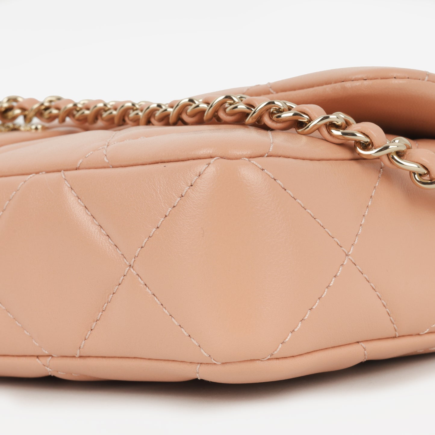 Chanel Pearl East West Flap Bag - Peach Lambskin | Champagne Gold Hardware