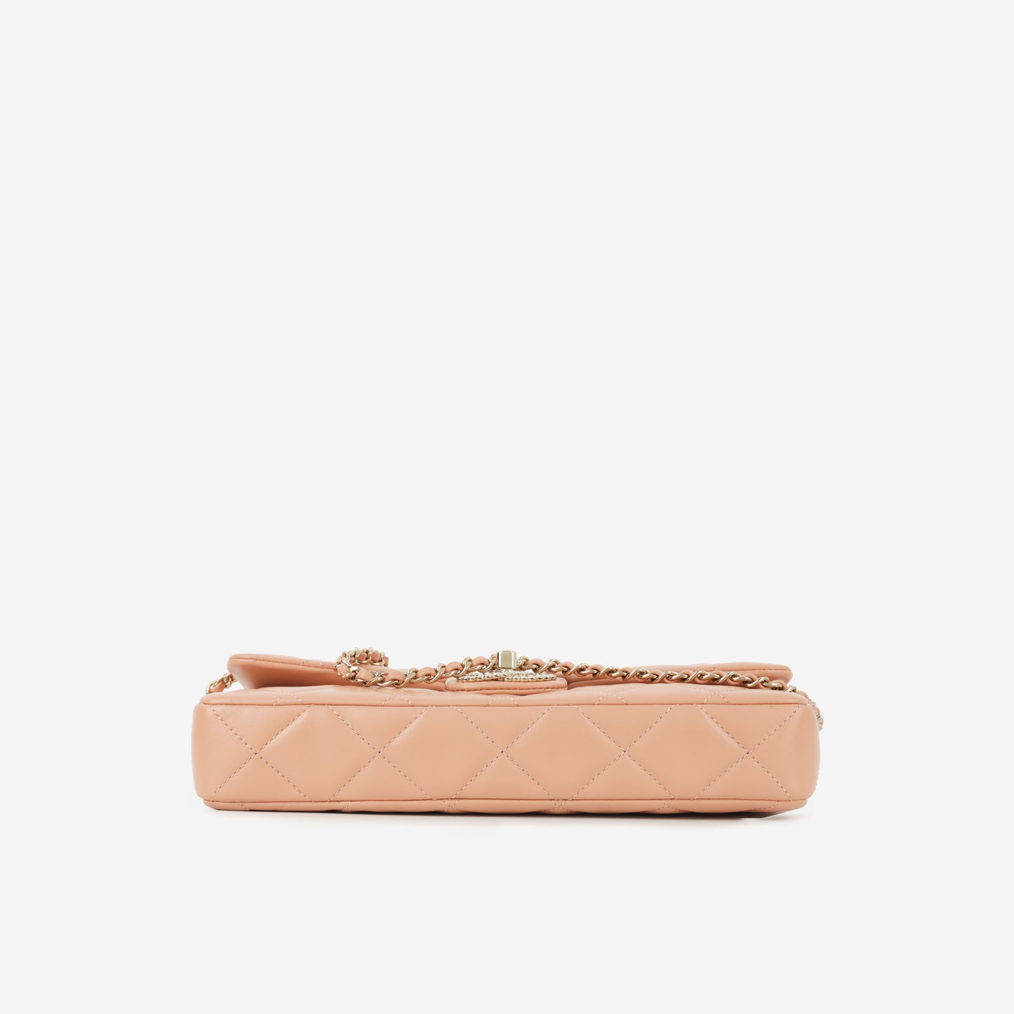 Chanel Pearl East West Flap Bag - Peach Lambskin | Champagne Gold Hardware