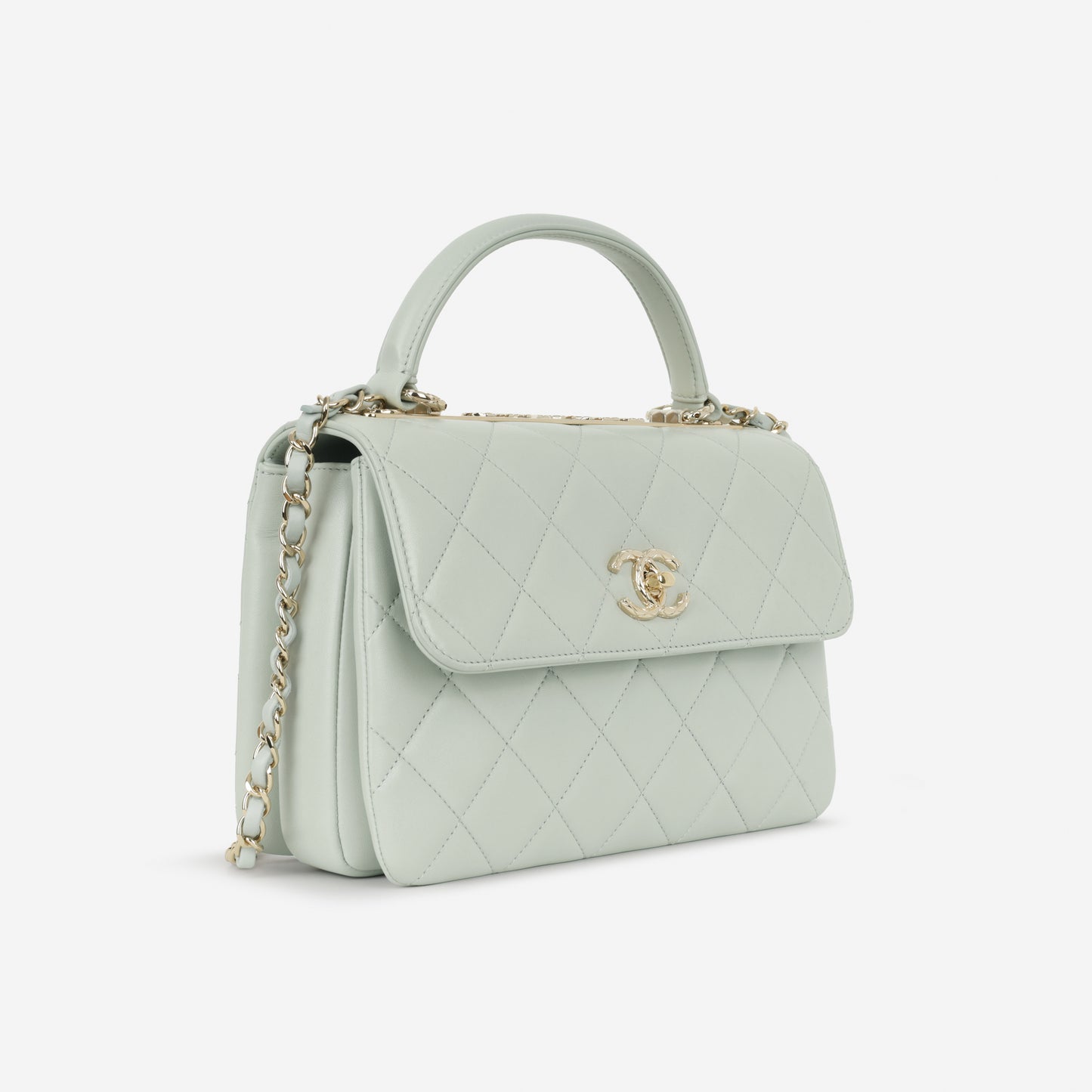 Chanel Small Trendy CC Flap Bag - Light Grey Lambskin | Champagne Gold Hardware
