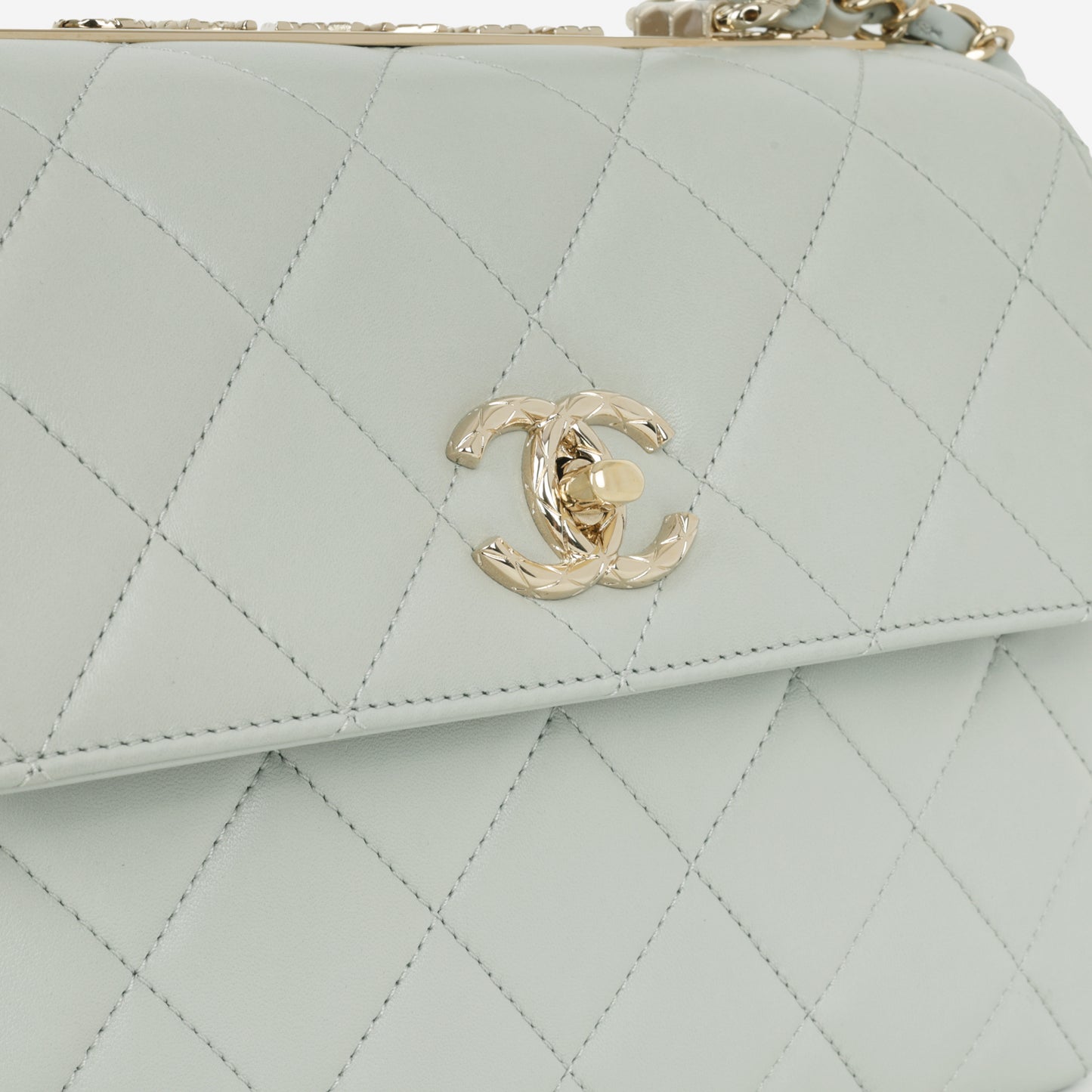 Chanel Small Trendy CC Flap Bag - Light Grey Lambskin | Champagne Gold Hardware
