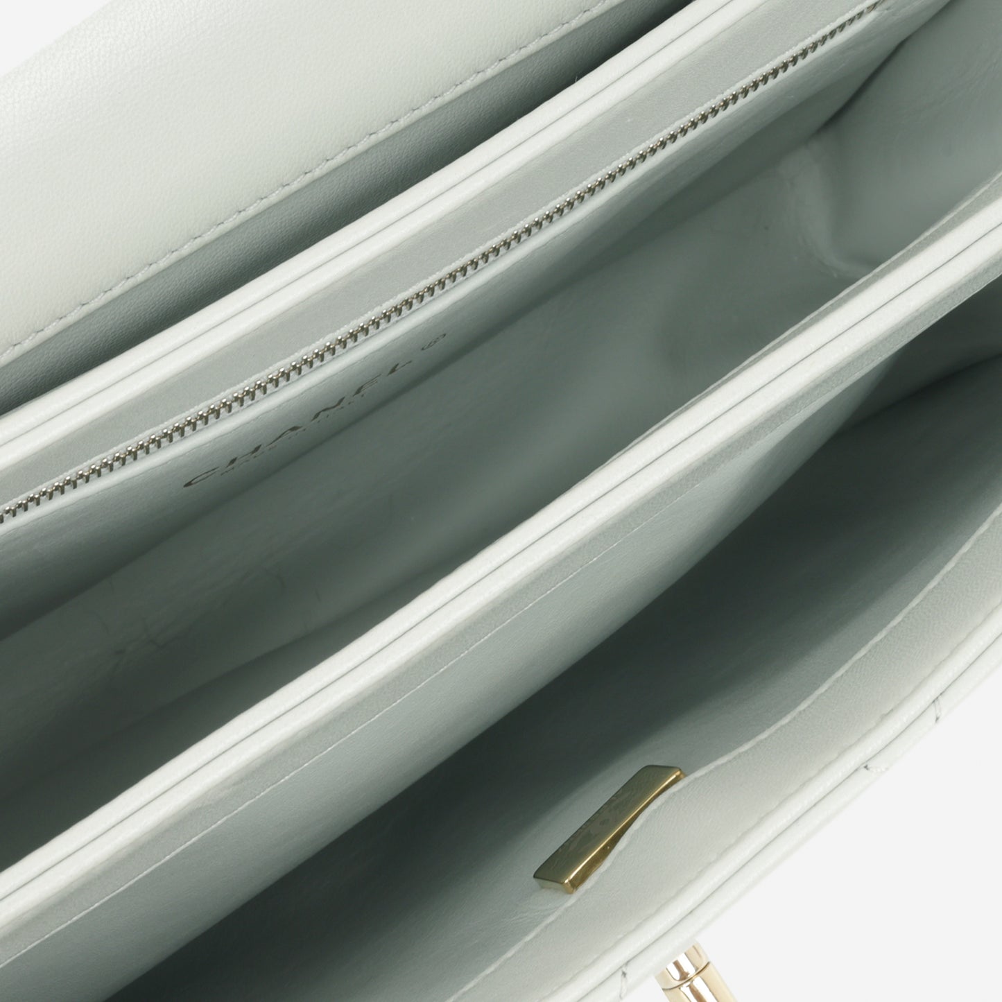 Chanel Small Trendy CC Flap Bag - Light Grey Lambskin | Champagne Gold Hardware