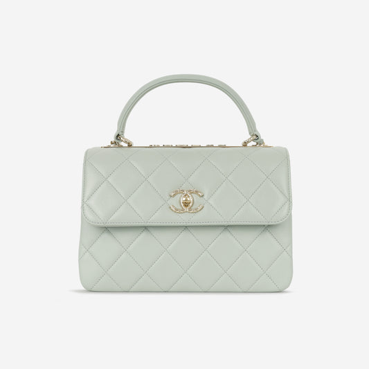 Chanel Small Trendy CC Flap Bag - Light Grey Lambskin | Champagne Gold Hardware