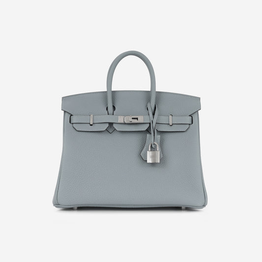 Hermès Verso Birkin 25 - Bleu Lin / Beige De Weimar Togo | Palladium Hardware