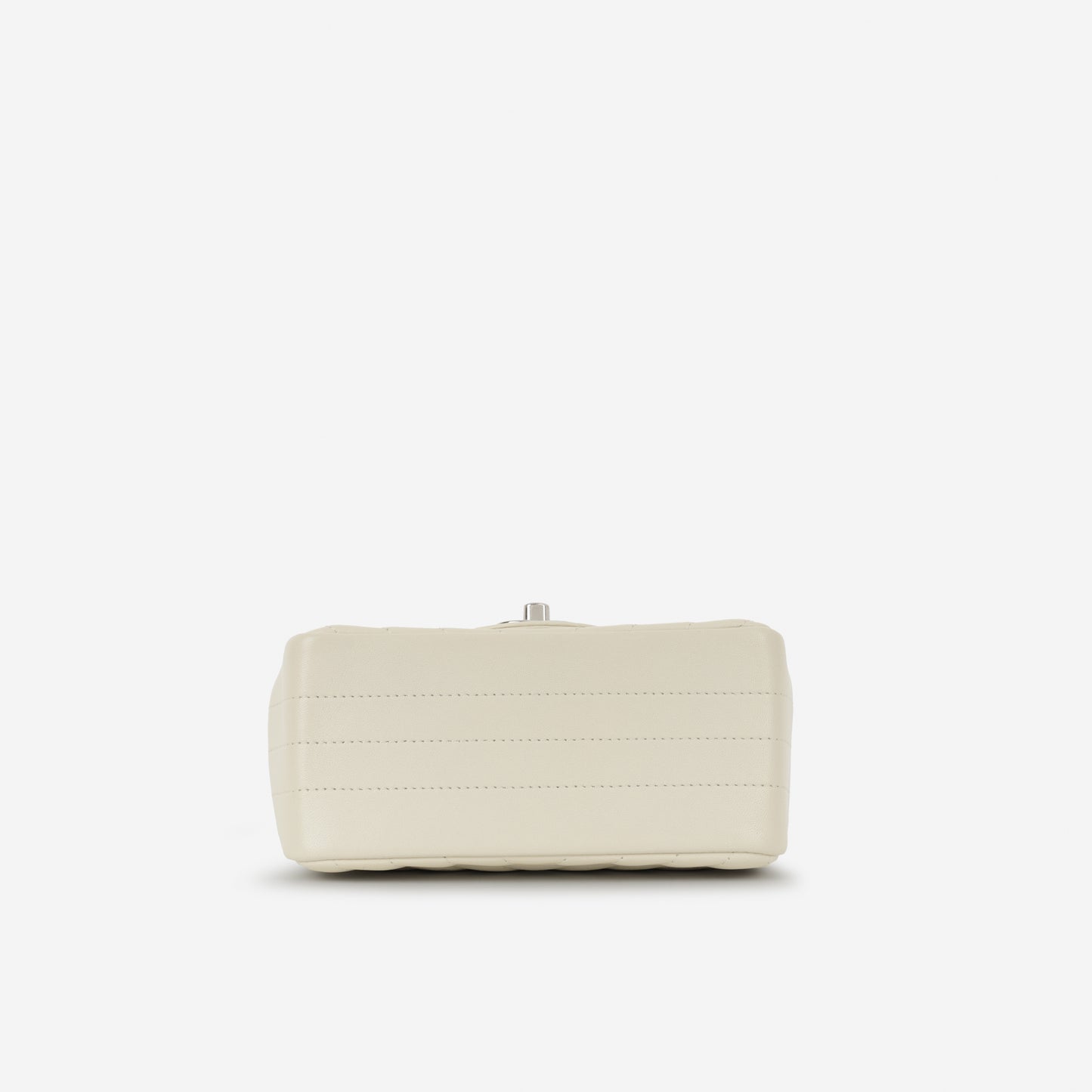 Chanel Mini Square - Ivory Chevron Lambskin | Silver Hardware