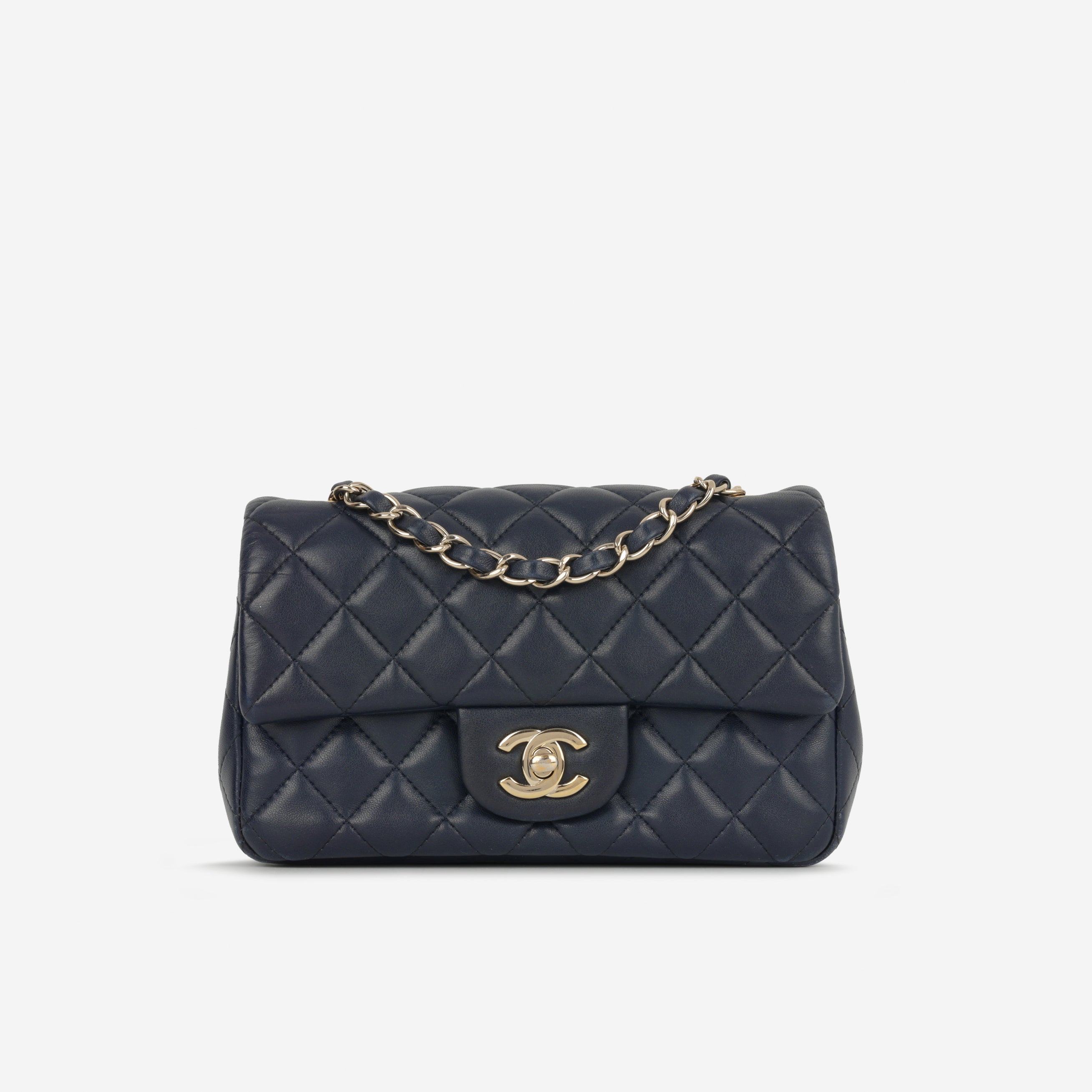 Chanel Mini Flap Rectangular – Navy Lambskin – Champagne Gold Hardware ...
