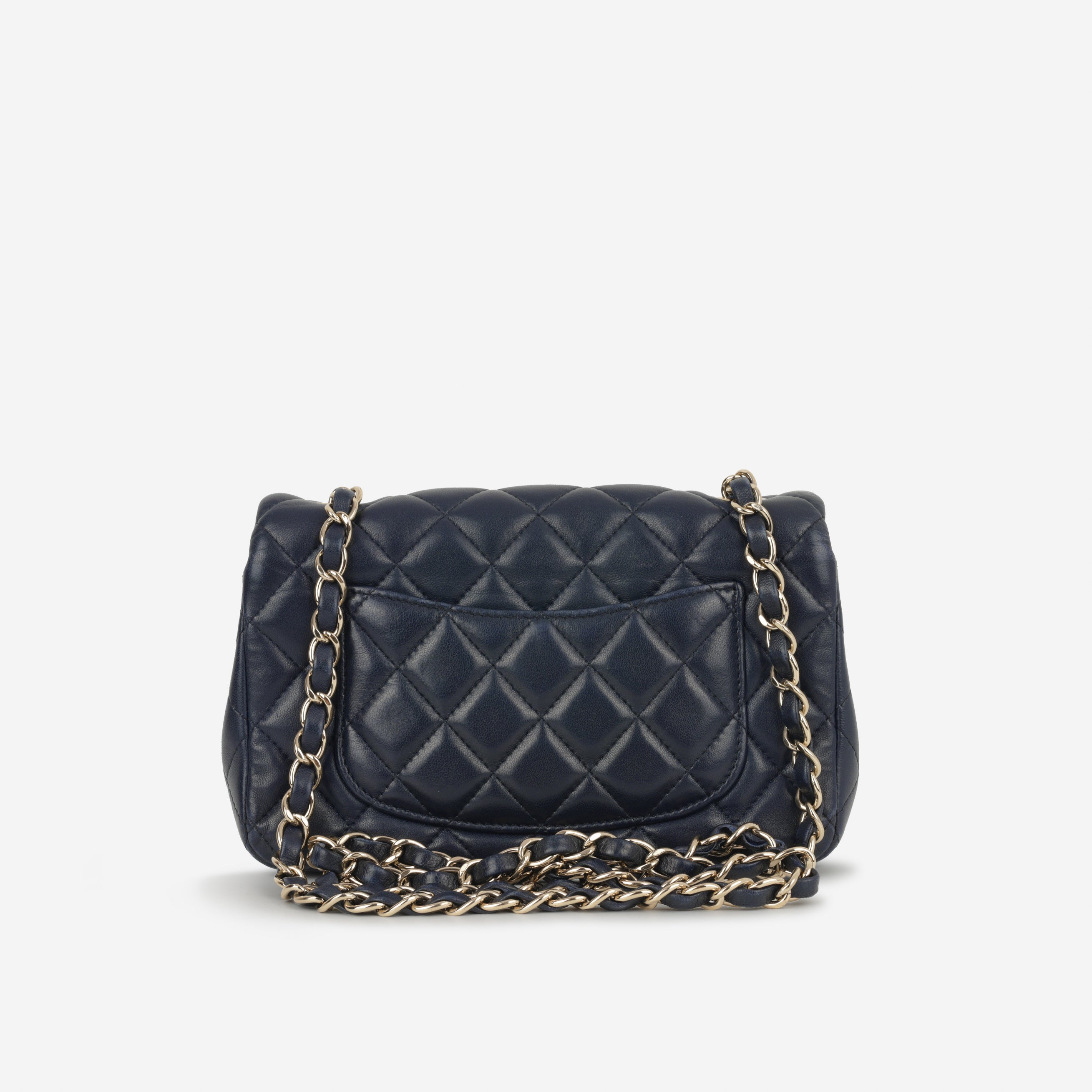 Chanel Mini Flap Rectangular – Navy Lambskin – Champagne Gold