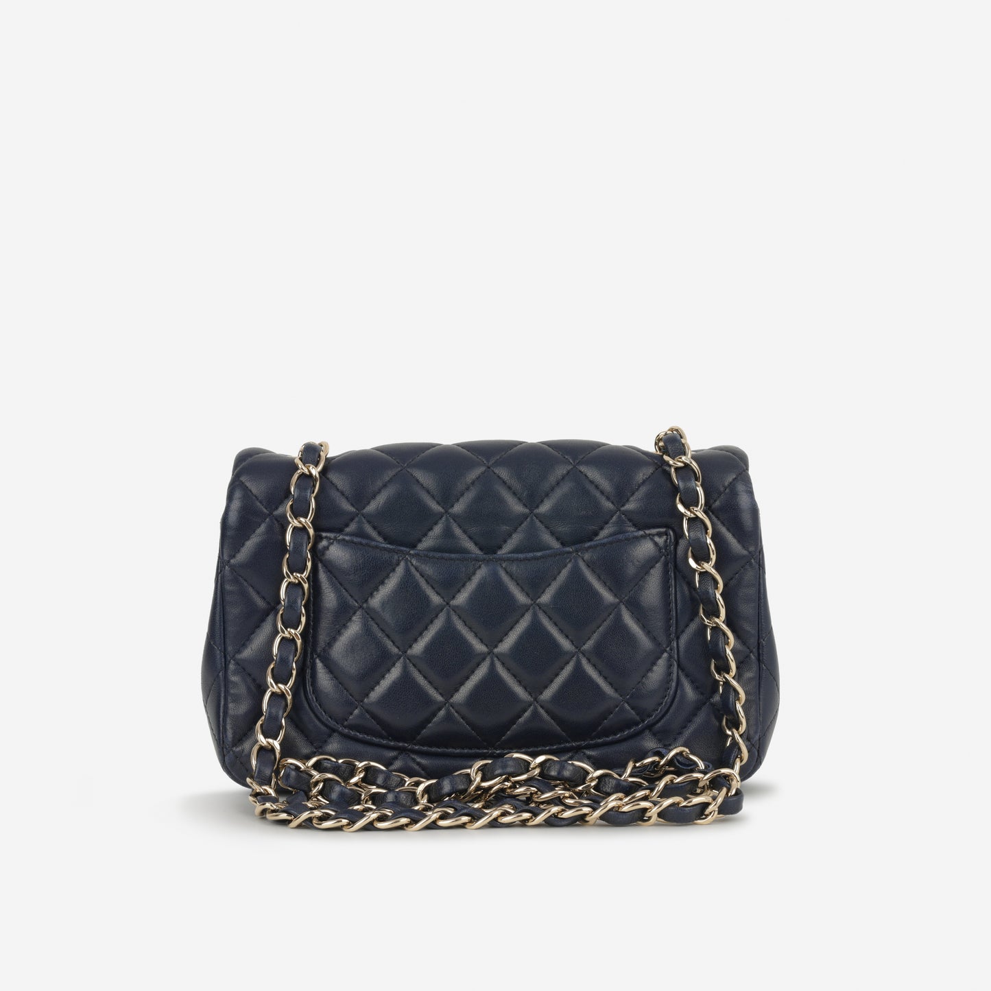 Chanel Mini Flap Rectangular - Navy Lambskin | Champagne Gold Hardware