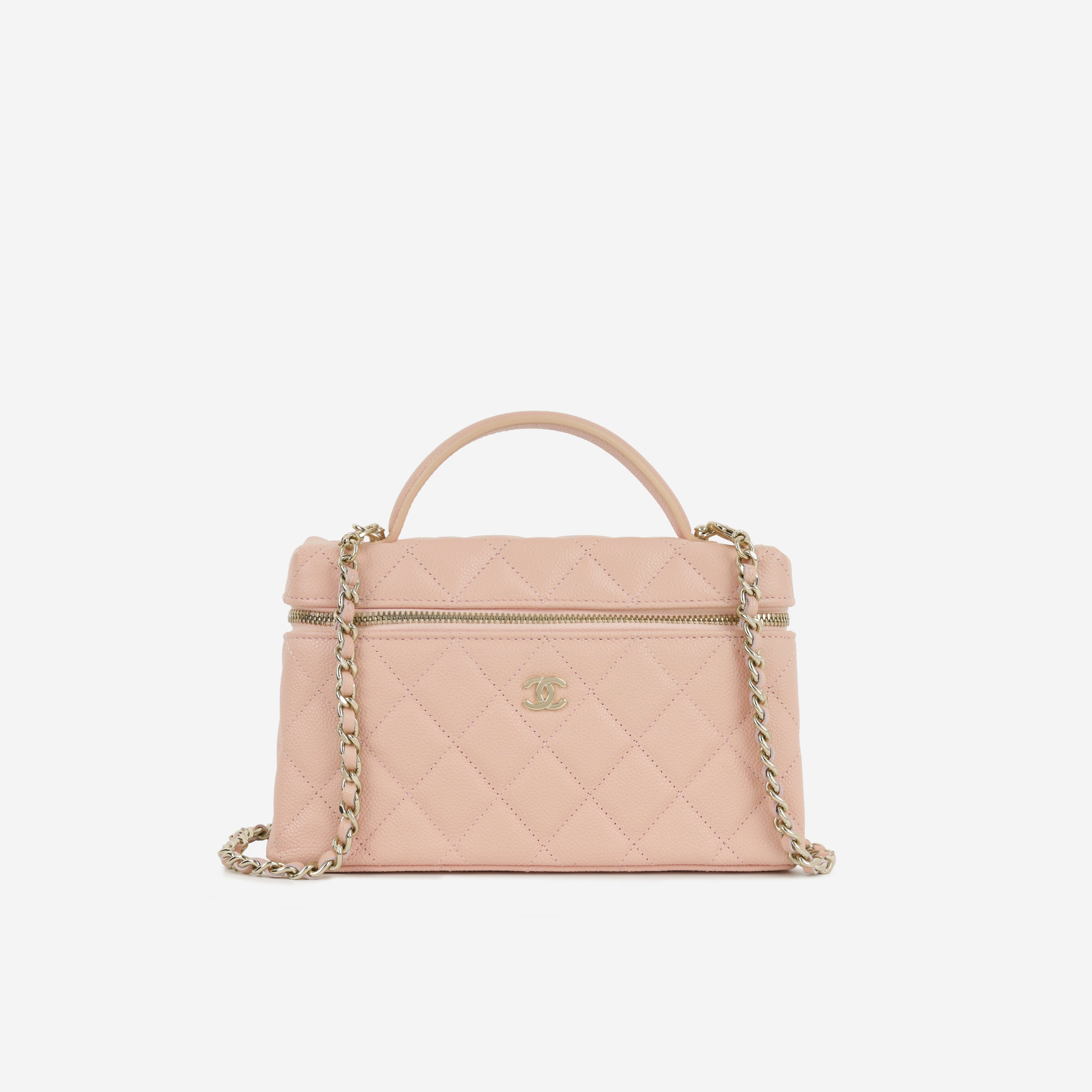 Chanel Top Handle Vanity With Chain - Pink Caviar | Champagne Gold Har ...