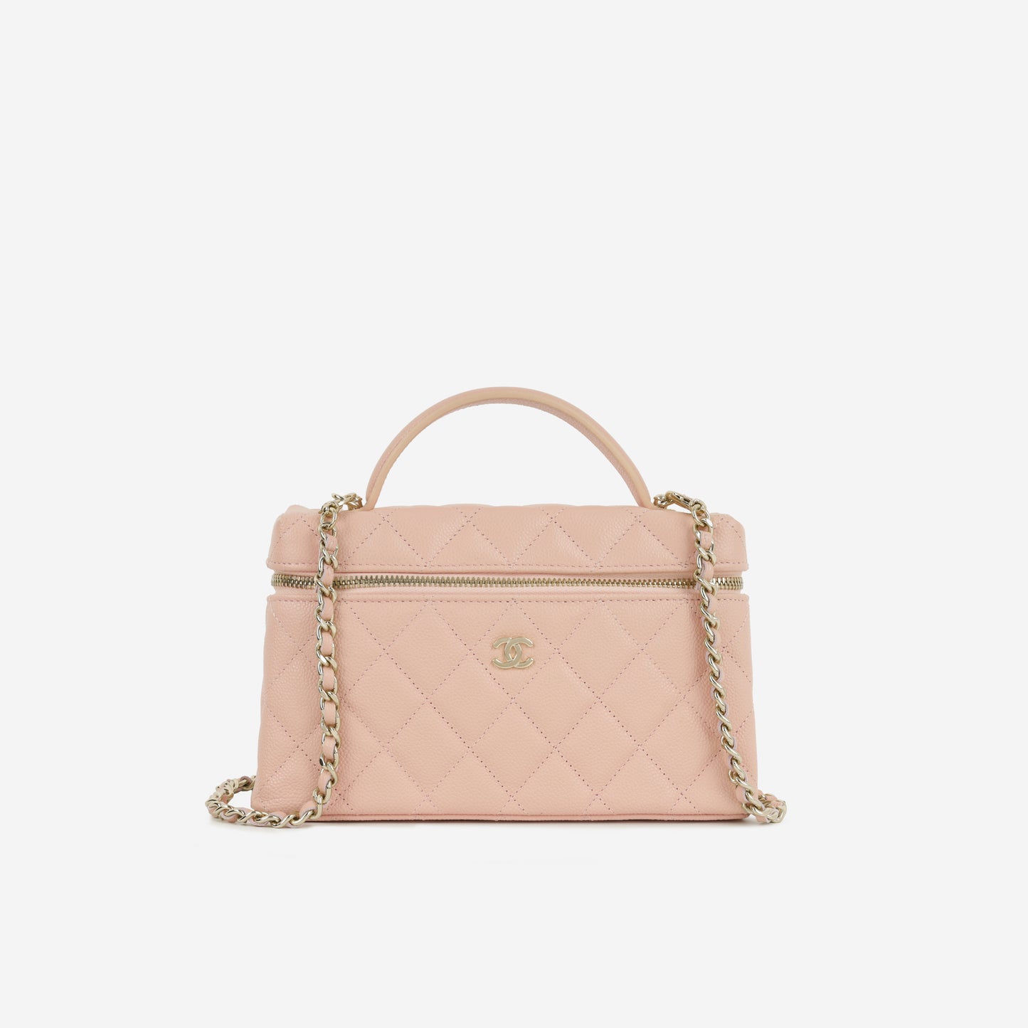Chanel Top Handle Vanity With Chain - Pink Caviar | Champagne Gold Hardware