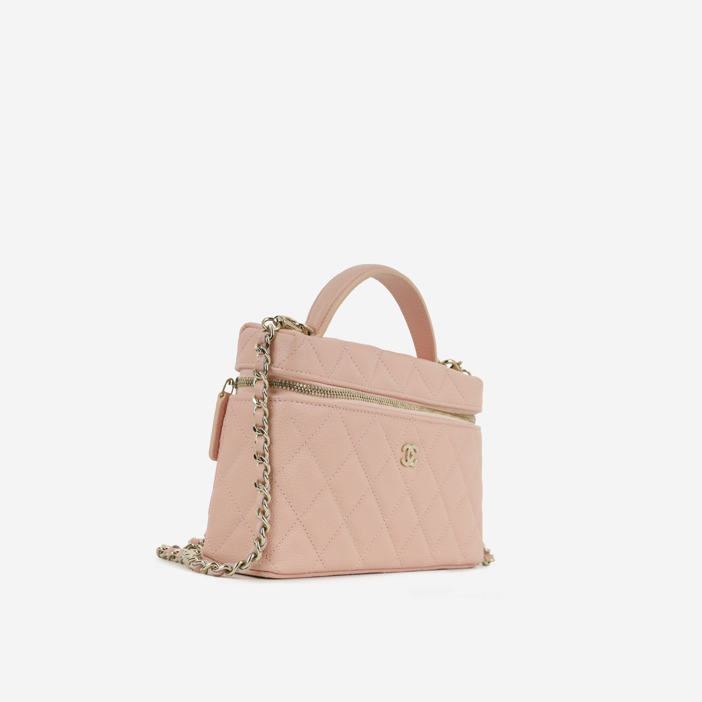 Chanel Top Handle Vanity With Chain - Pink Caviar | Champagne Gold Hardware