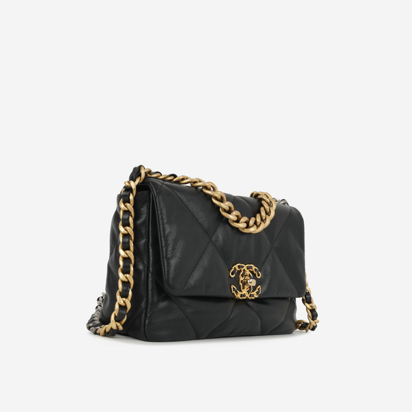 Chanel Small 19 Flap Bag - Black Lambskin | Gold & Silver Hardware