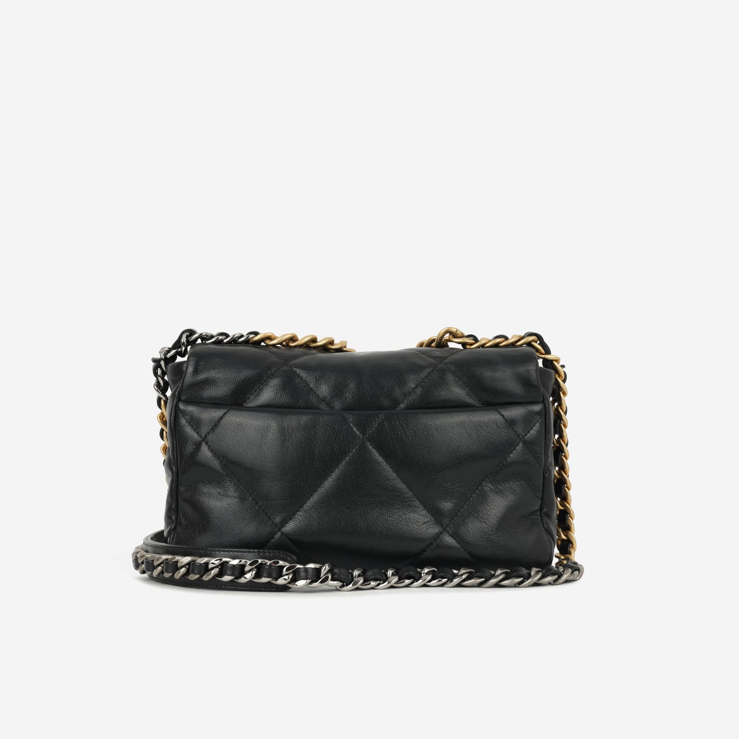 Chanel Small 19 Flap Bag - Black Lambskin | Gold & Silver Hardware