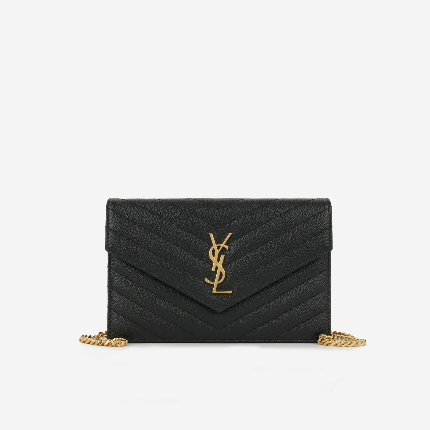 Saint Laurent Mini Cassandre WOC – Black Grained Calfskin | Gold Hardware