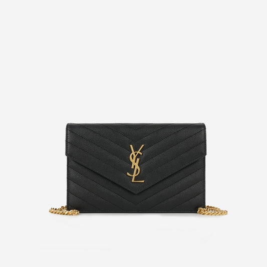 Saint Laurent Mini Cassandre WOC – Black Grained Calfskin | Gold Hardware