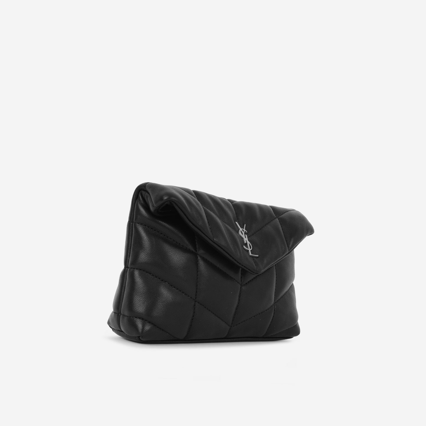 Saint Laurent Puffy Pouch - Black Lambskin | Silver Hardware