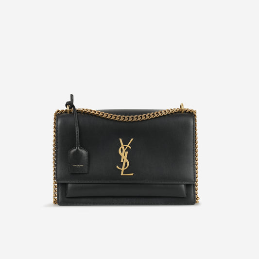 Saint Laurent Large Sunset - Black Calfskin | Gold Hardware