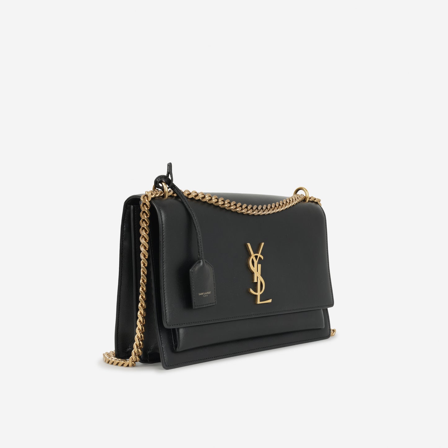 Saint Laurent Large Sunset - Black Calfskin | Gold Hardware