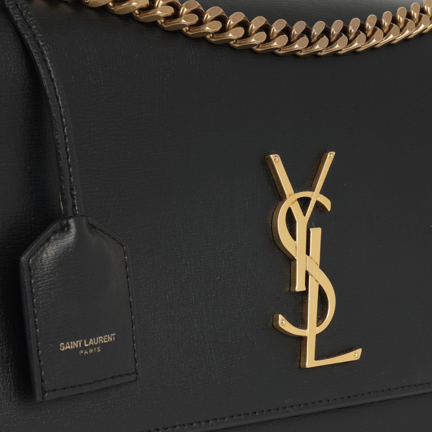 Saint Laurent Large Sunset - Black Calfskin | Gold Hardware