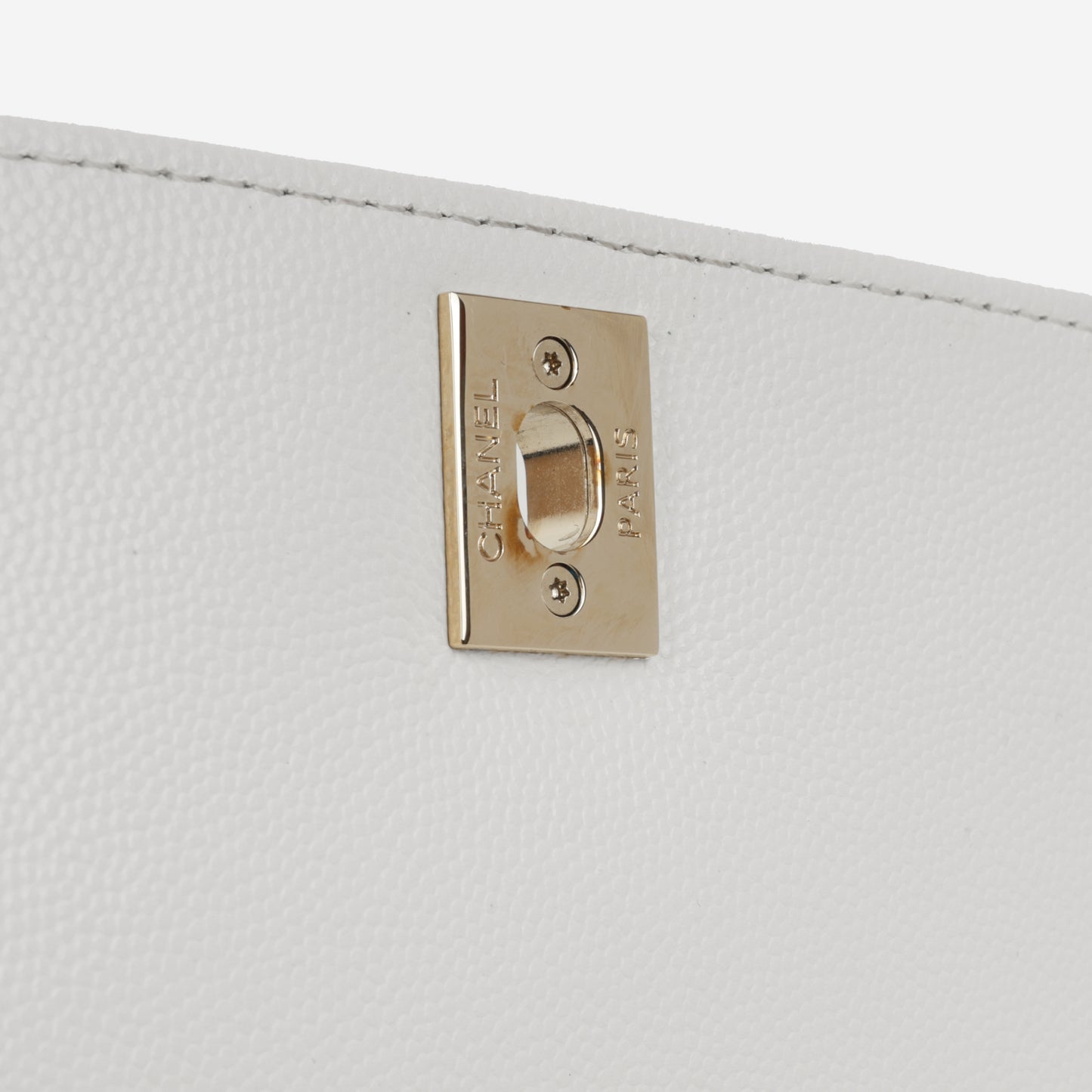 Chanel Small Coco Handle - White Caviar | Champagne Gold Hardware