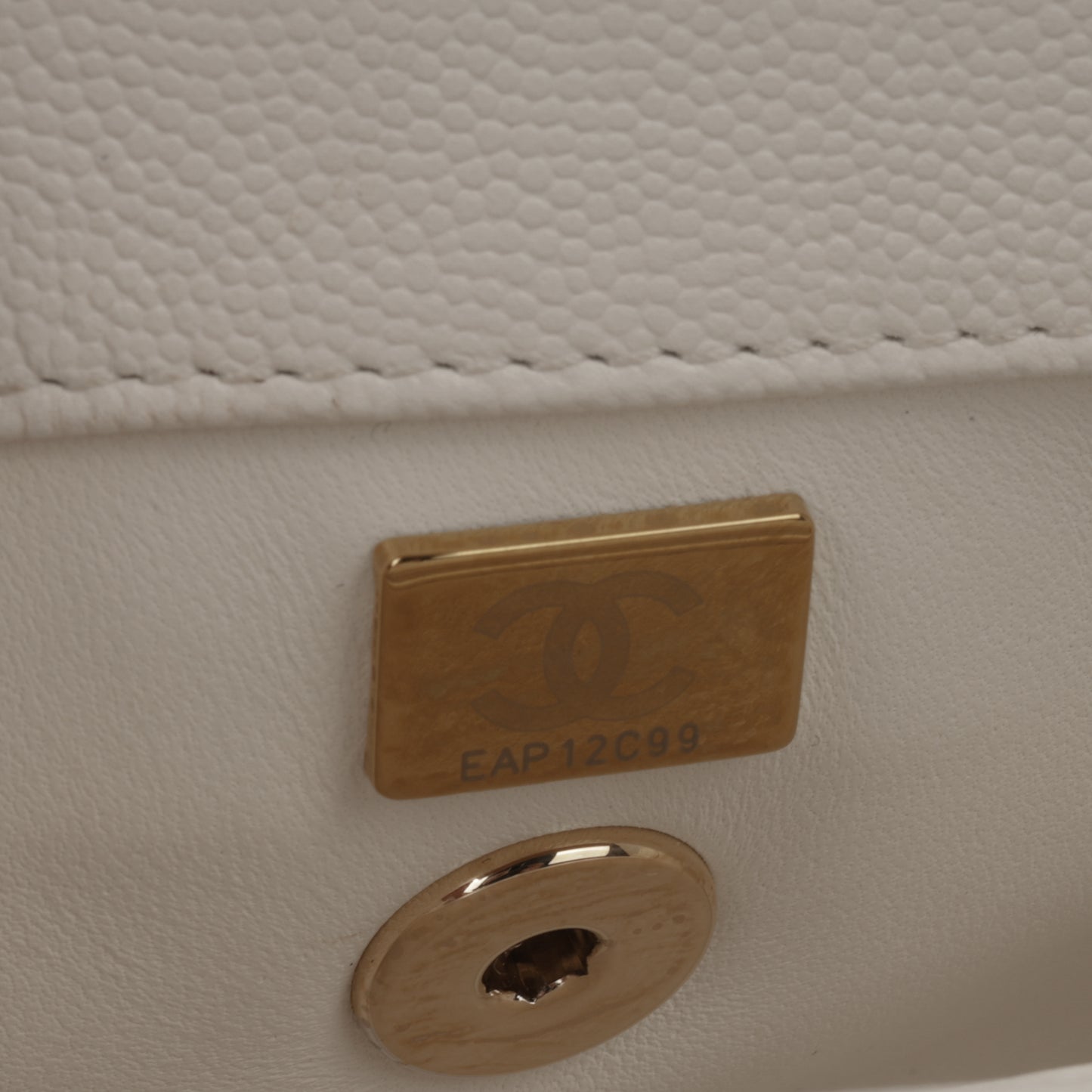 Chanel Small Coco Handle - White Caviar | Champagne Gold Hardware