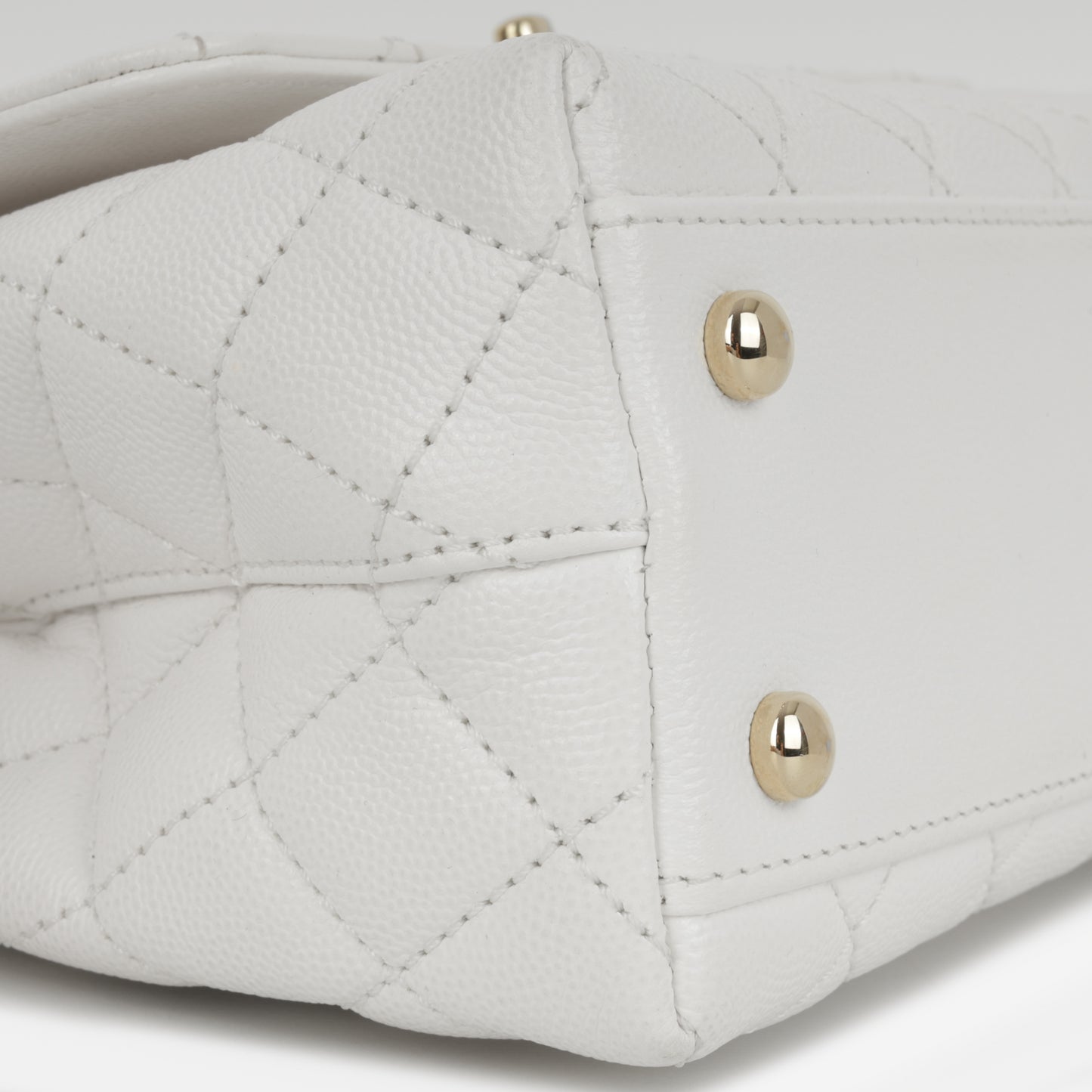 Chanel Small Coco Handle - White Caviar | Champagne Gold Hardware