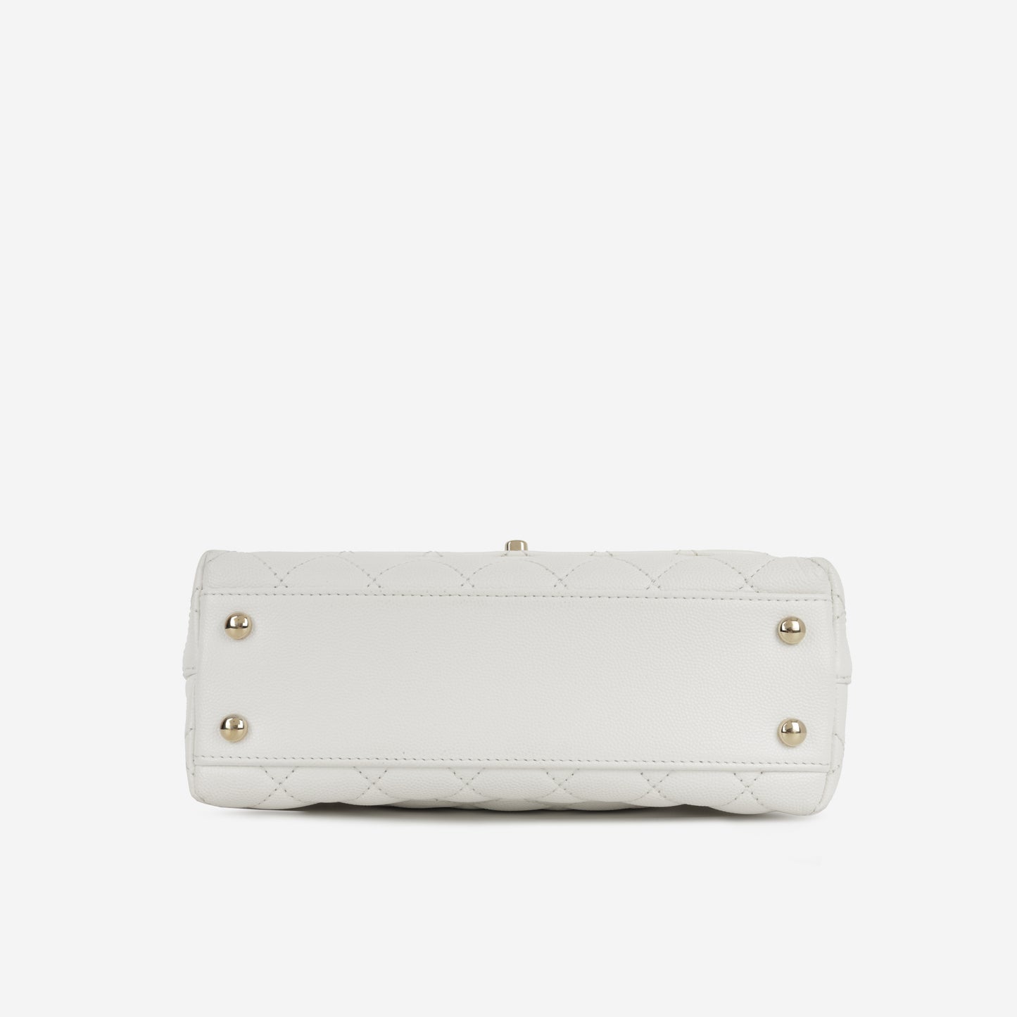 Chanel Small Coco Handle - White Caviar | Champagne Gold Hardware