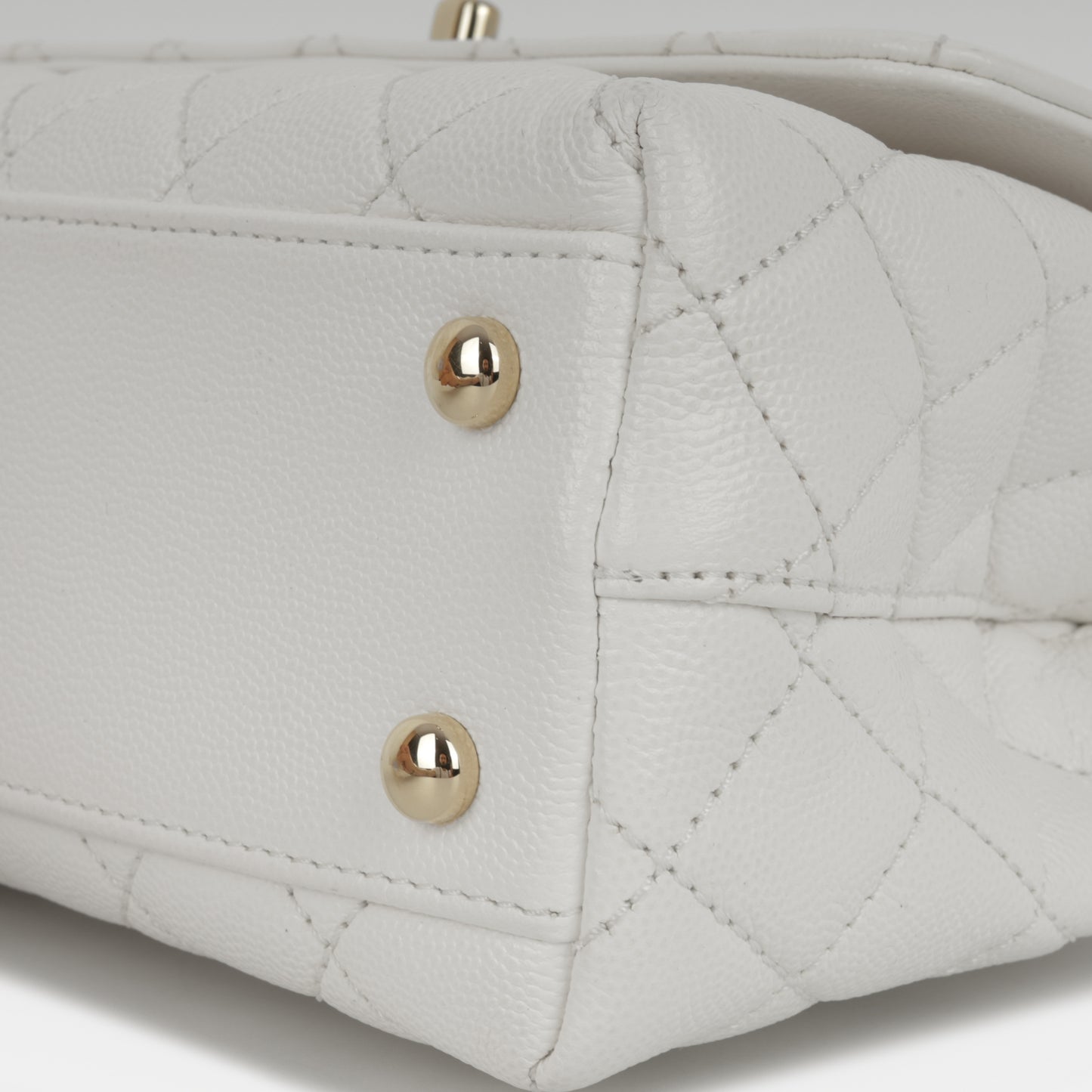 Chanel Small Coco Handle - White Caviar | Champagne Gold Hardware