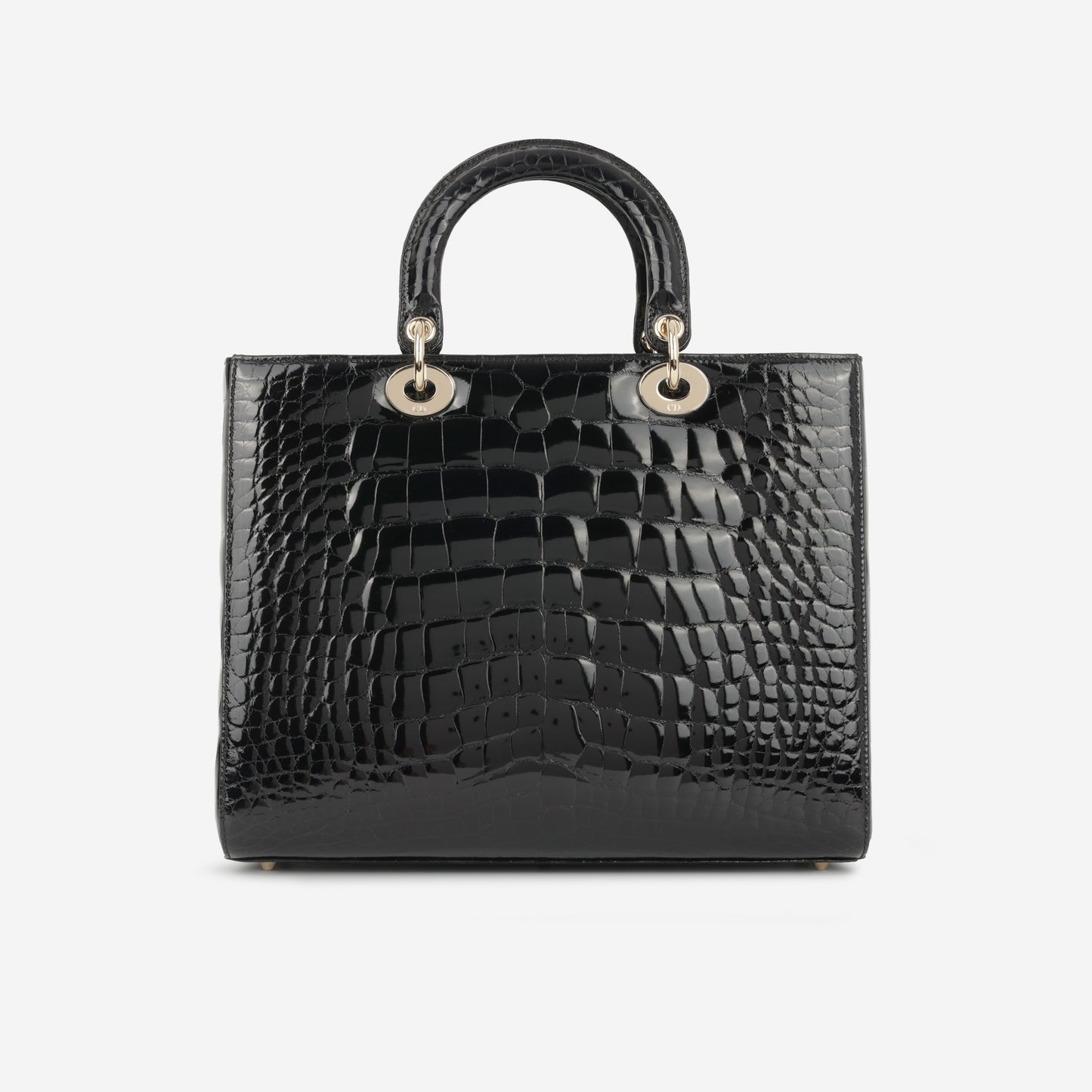 Dior Large Lady Dior - Black Shiny Alligator | Champagne Gold Hardware