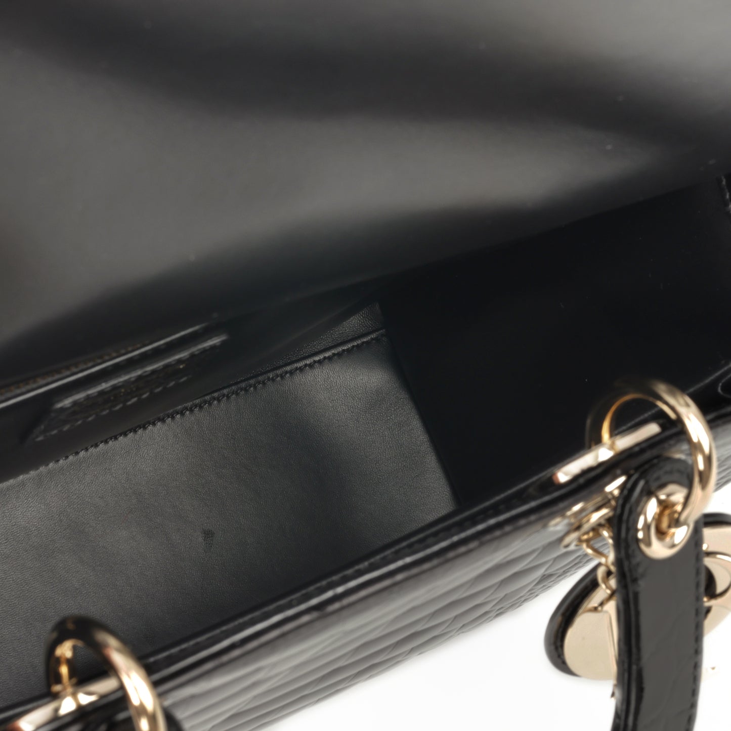 Dior Large Lady Dior - Black Shiny Alligator | Champagne Gold Hardware