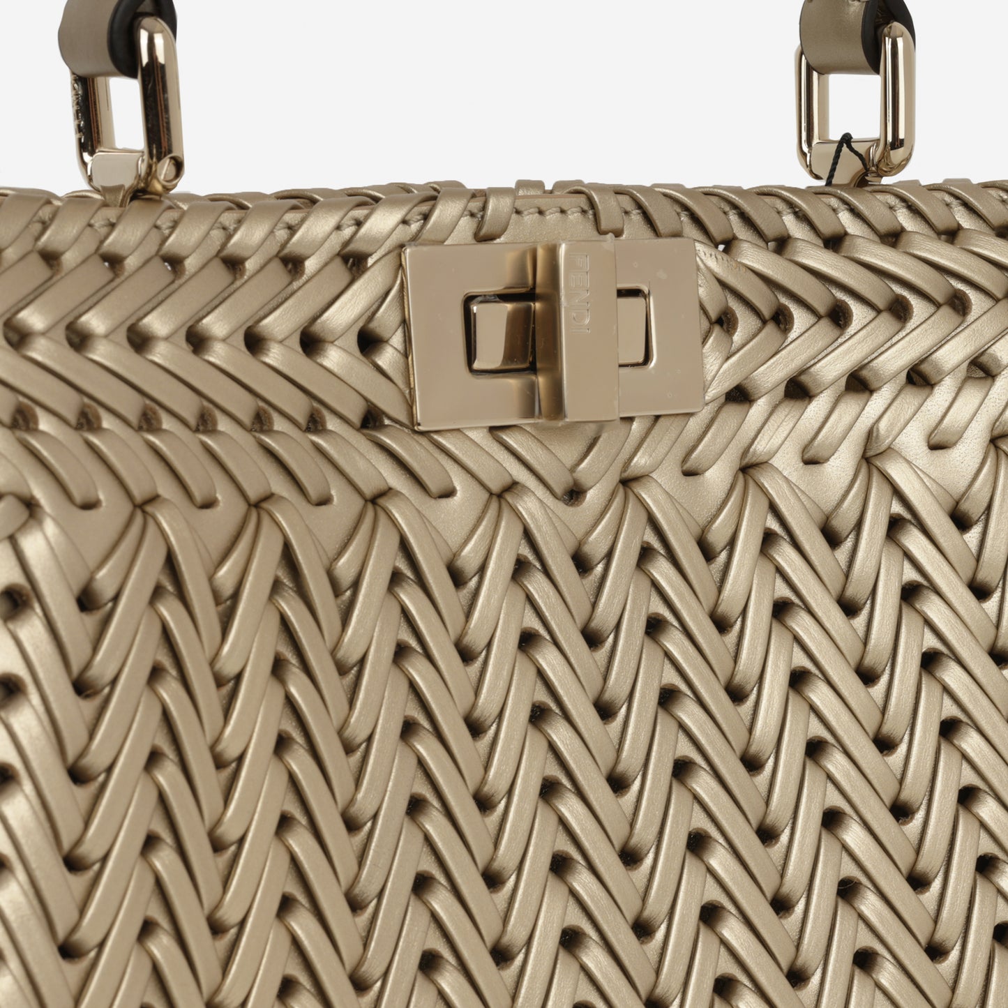 Fendi Small ISeeU Peekaboo - Champagne Gold Woven Leather | Gold Hardware