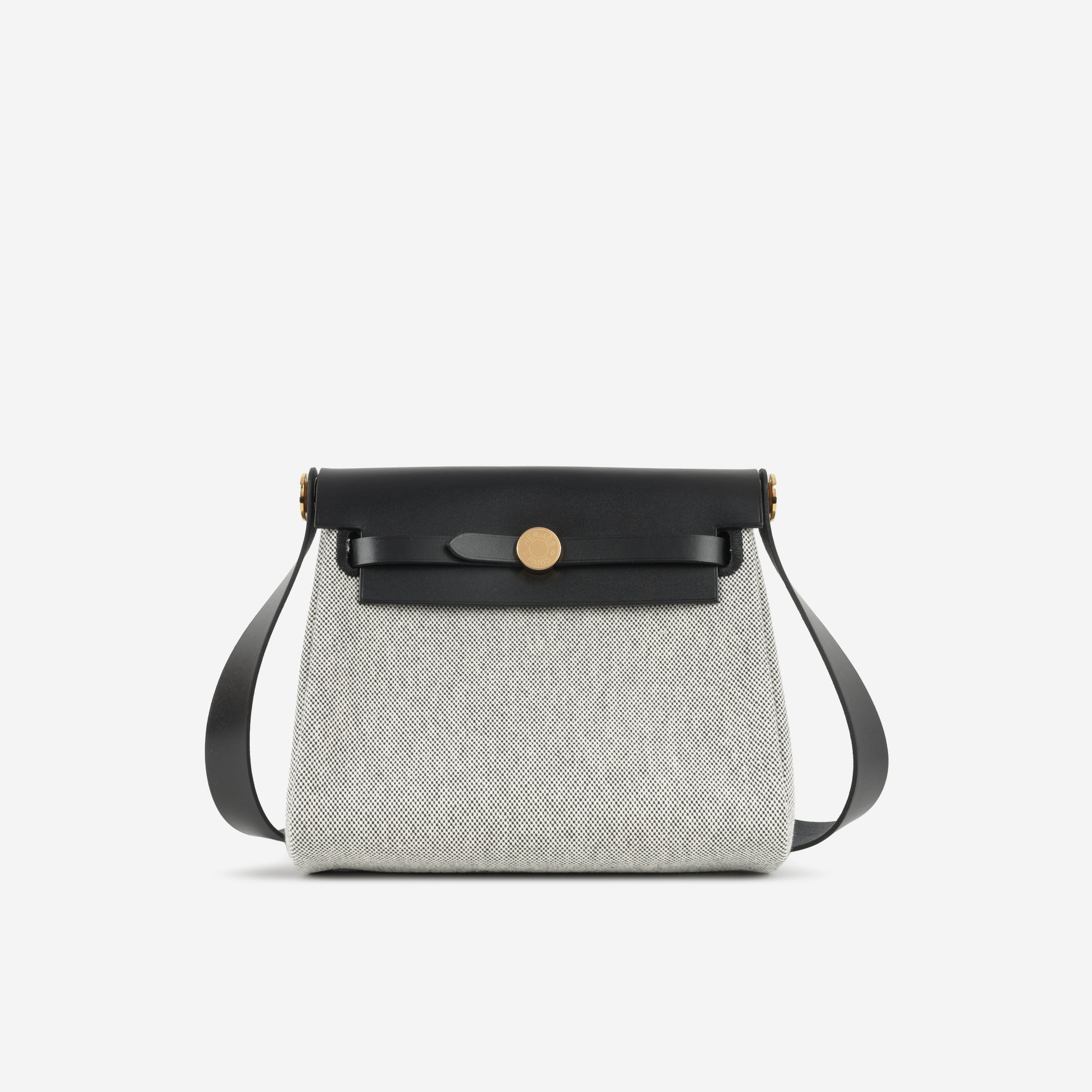 Mini Herbag Zip 20 Retourne in Ecru Militaire Canvas and Ardoise Hunter Leather with Palladium Hardware main image 0