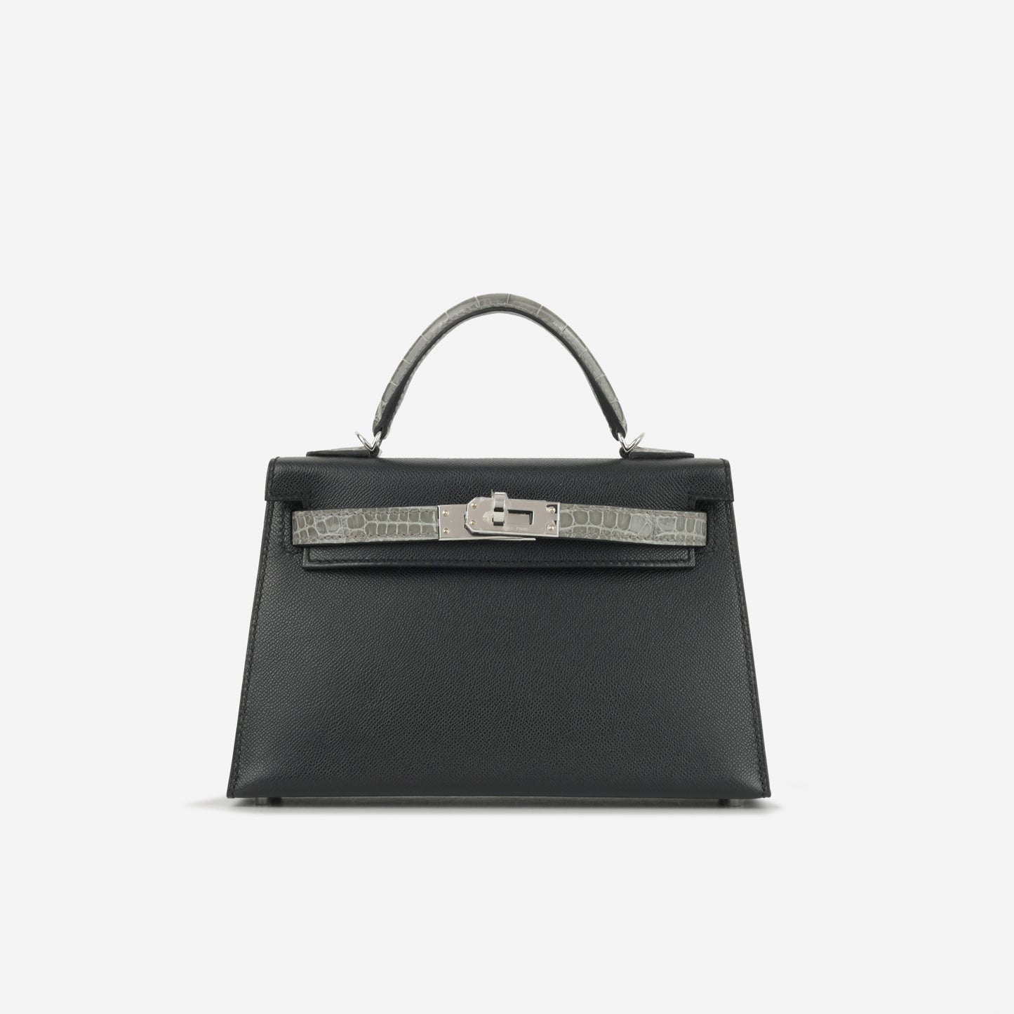 Hermès Mini Kelly Touch - Noir Madame / Gris Ciment Alligator Mississippiensis | Palladium Hardware