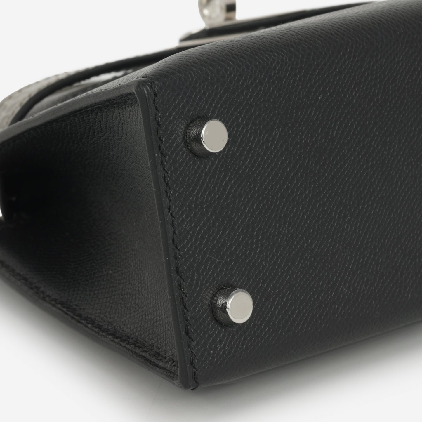 Hermès Mini Kelly Touch - Noir Madame / Gris Ciment Alligator Mississippiensis | Palladium Hardware